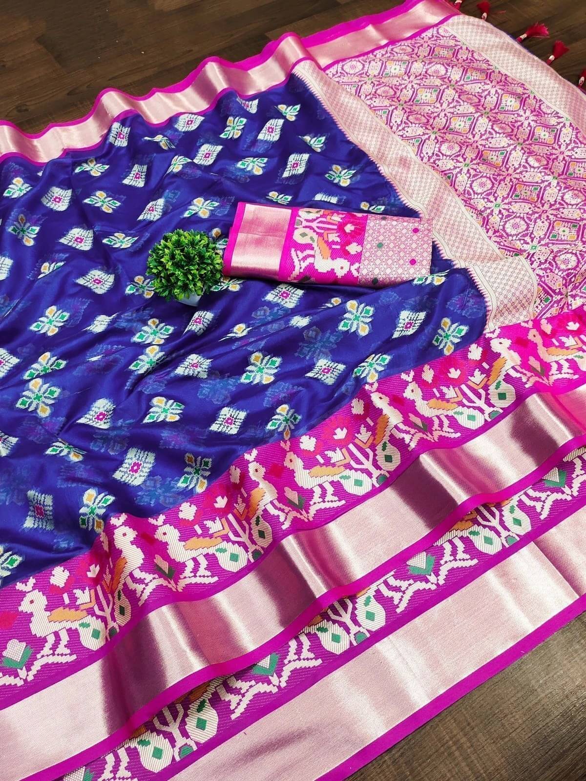 Bansari Textile Art Silk Woven Paithani Sarees With Unstitched Blouse Piece ( Blue ) Bansari Textile Art Silk Woven Paithani Sarees With Unstitched Blouse Piece ( Blue )