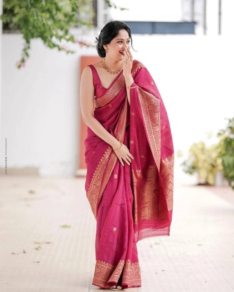     			Bansari Textile Art Silk Woven Kanjeevaram Sarees With Unstitched Blouse Piece ( Pink )