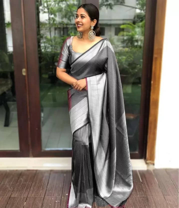     			Bansari Textile Art Silk Woven Banarasi saree With Unstitched Blouse Piece ( Black )