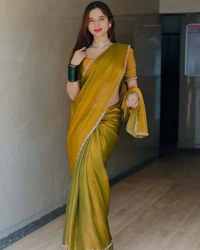 Bansari Textile Chiffon Dyed Regular Saree With Unstitched Blouse Piece ( Yellow ) Bansari Textile Chiffon Dyed Regular Saree With Unstitched Blouse Piece ( Yellow )
