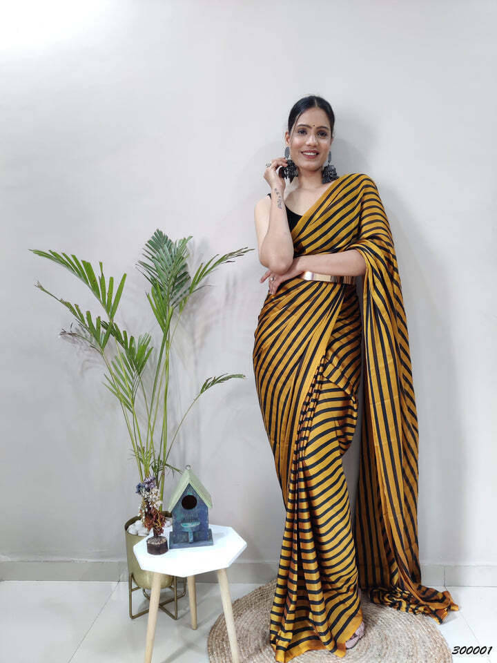 Bansari Textile Chiffon Self Design Regular Saree With Unstitched Blouse Piece ( Mustard ) Bansari Textile Chiffon Self Design Regular Saree With Unstitched Blouse Piece ( Mustard )