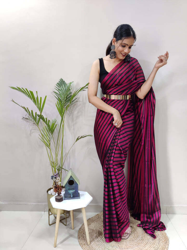    			Bansari Textile Chiffon Self Design Regular Saree With Unstitched Blouse Piece ( Pink )