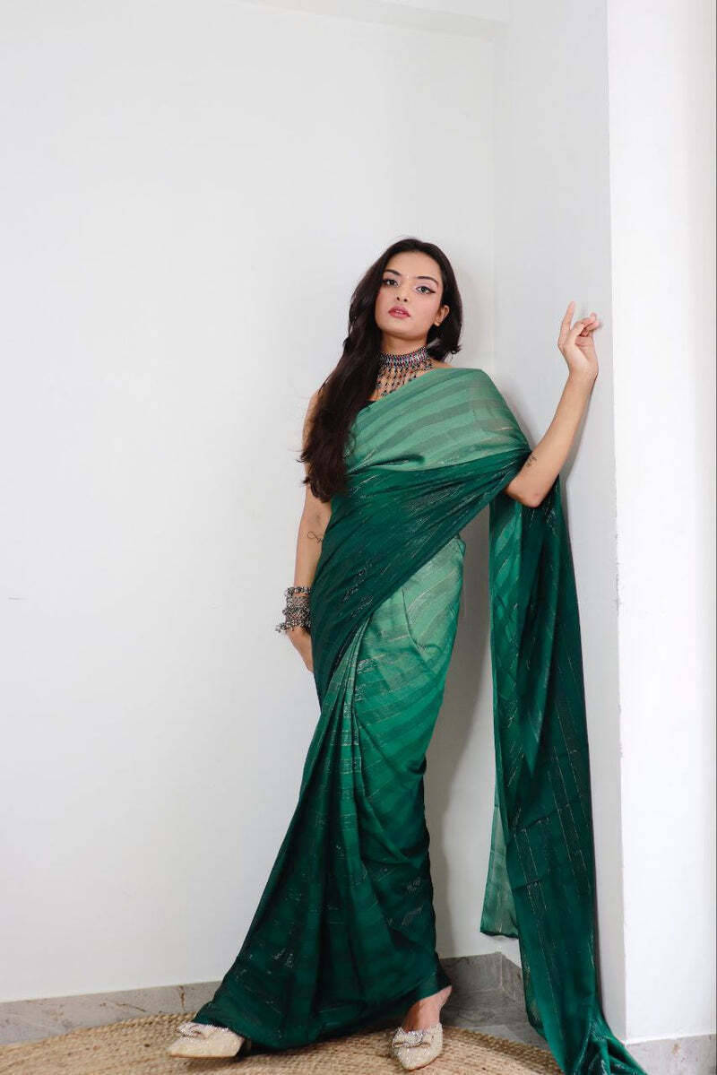 Bansari Textile Chiffon Self Design Regular Saree With Unstitched Blouse Piece ( Light Green ) Bansari Textile Chiffon Self Design Regular Saree With Unstitched Blouse Piece ( Light Green )