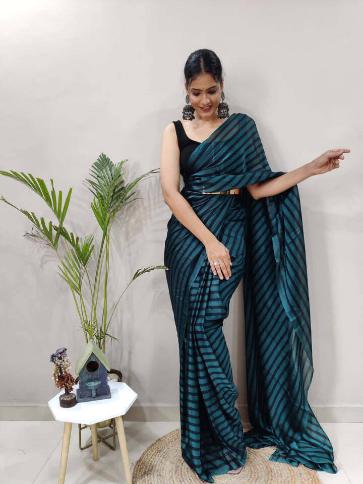     			Bansari Textile Chiffon Self Design Regular Saree With Unstitched Blouse Piece ( Light Blue )