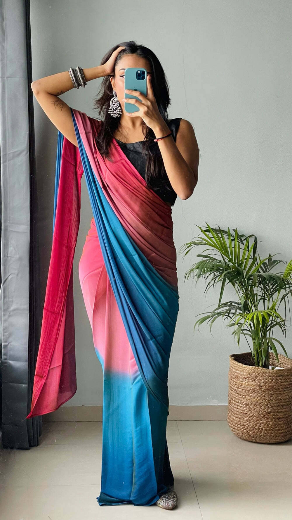 Bansari Textile Chiffon Self Design Regular Saree With Unstitched Blouse Piece ( Blue ) Bansari Textile Chiffon Self Design Regular Saree With Unstitched Blouse Piece ( Blue )