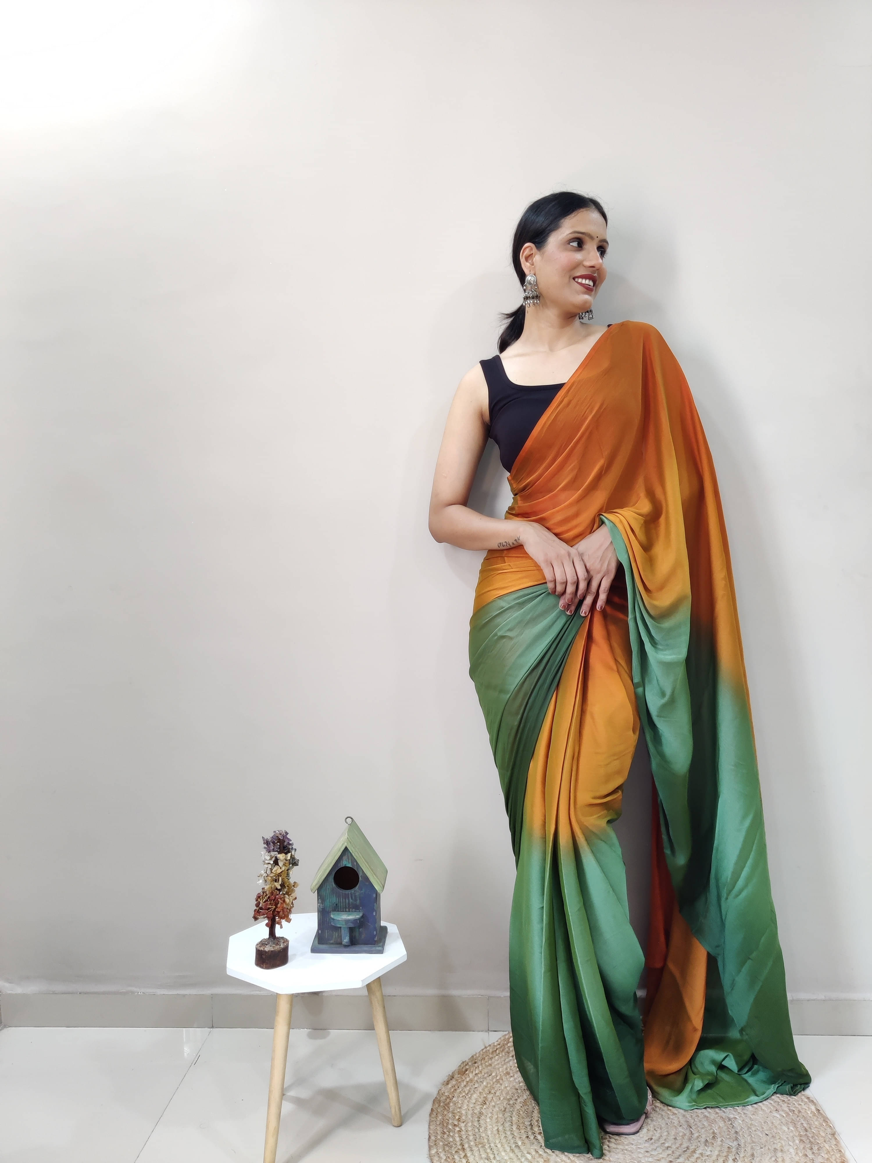     			Bansari Textile Chiffon Self Design Regular Saree With Unstitched Blouse Piece ( Mustard )