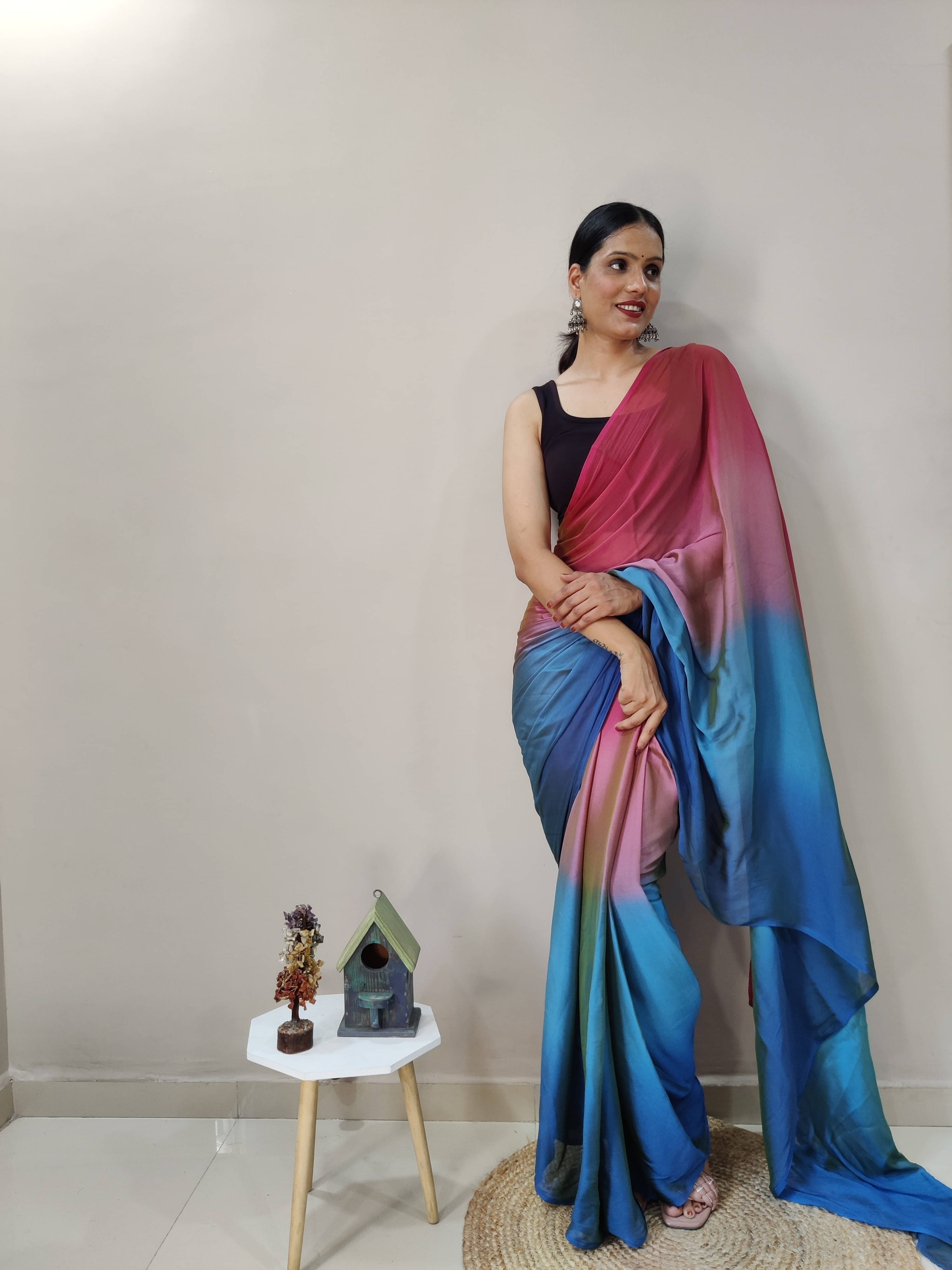     			Bansari Textile Chiffon Self Design Regular Saree With Unstitched Blouse Piece ( Pink )