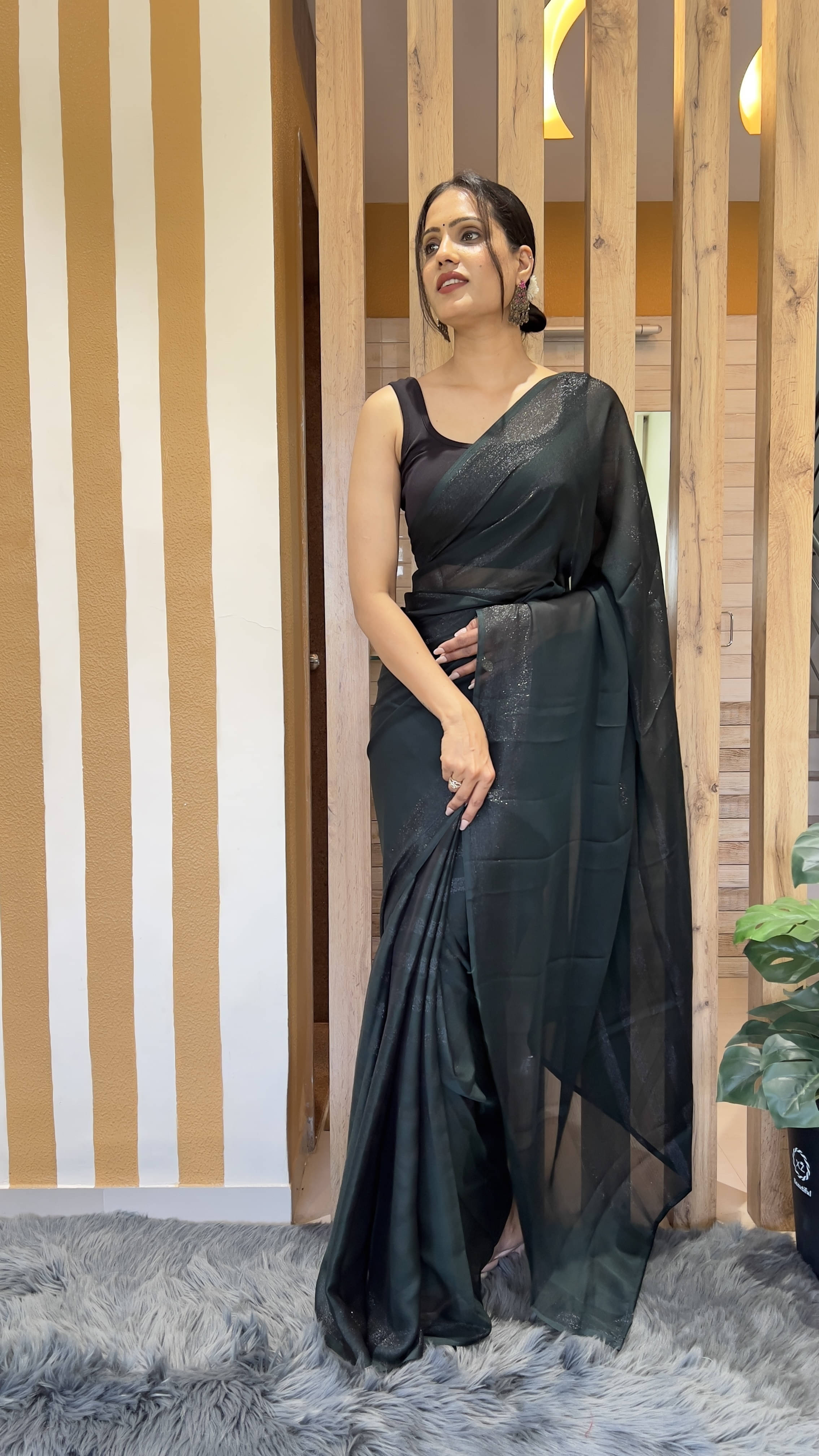 Bansari Textile Chiffon Self Design Regular Saree With Unstitched Blouse Piece ( Green ) Bansari Textile Chiffon Self Design Regular Saree With Unstitched Blouse Piece ( Green )