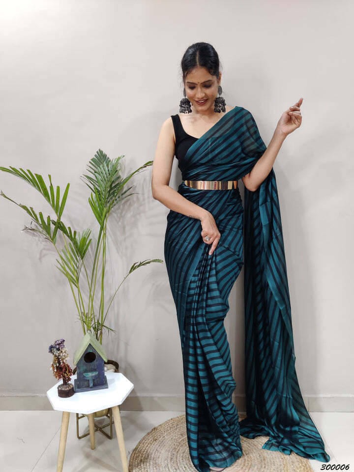     			Bansari Textile Chiffon Self Design Regular Saree With Unstitched Blouse Piece ( Light Blue )