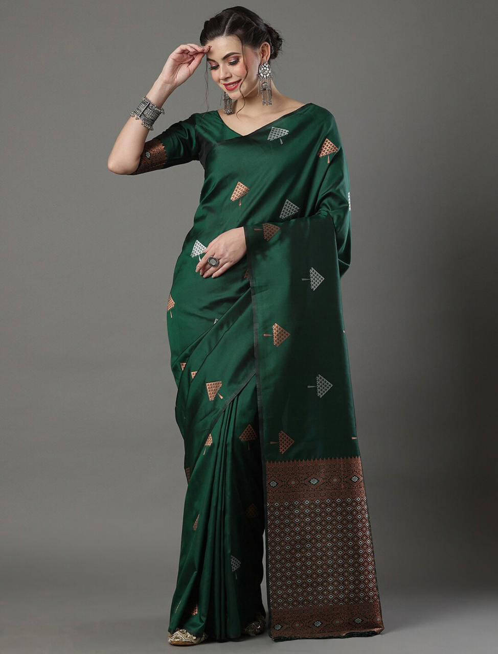 Bansari Textile Cotton Blend Solid Kanjeevaram Sarees With Unstitched Blouse Piece ( Green ) Bansari Textile Cotton Blend Solid Kanjeevaram Sarees With Unstitched Blouse Piece ( Green )