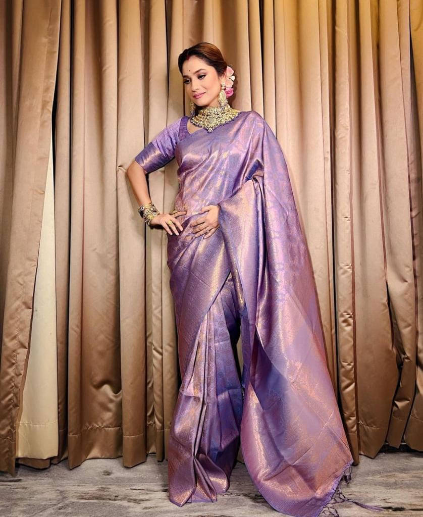     			Bansari Textile Cotton Blend Solid Kanjeevaram Sarees With Unstitched Blouse Piece ( Magenta )