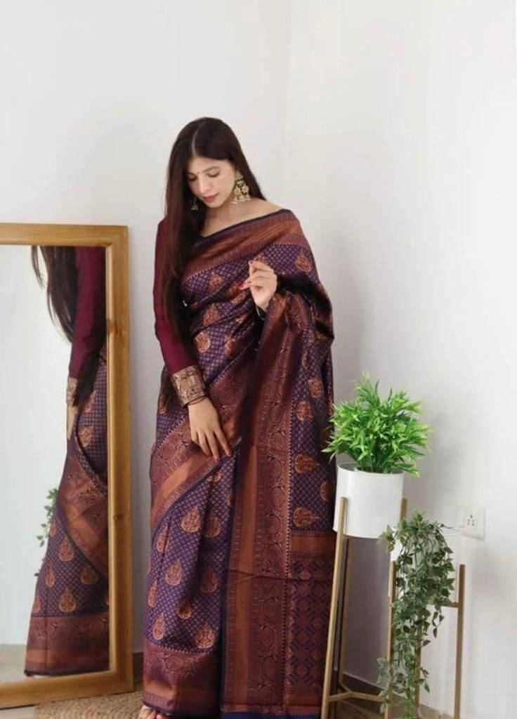     			Bansari Textile Cotton Embroidered Regular Saree With Unstitched Blouse Piece ( Purple )