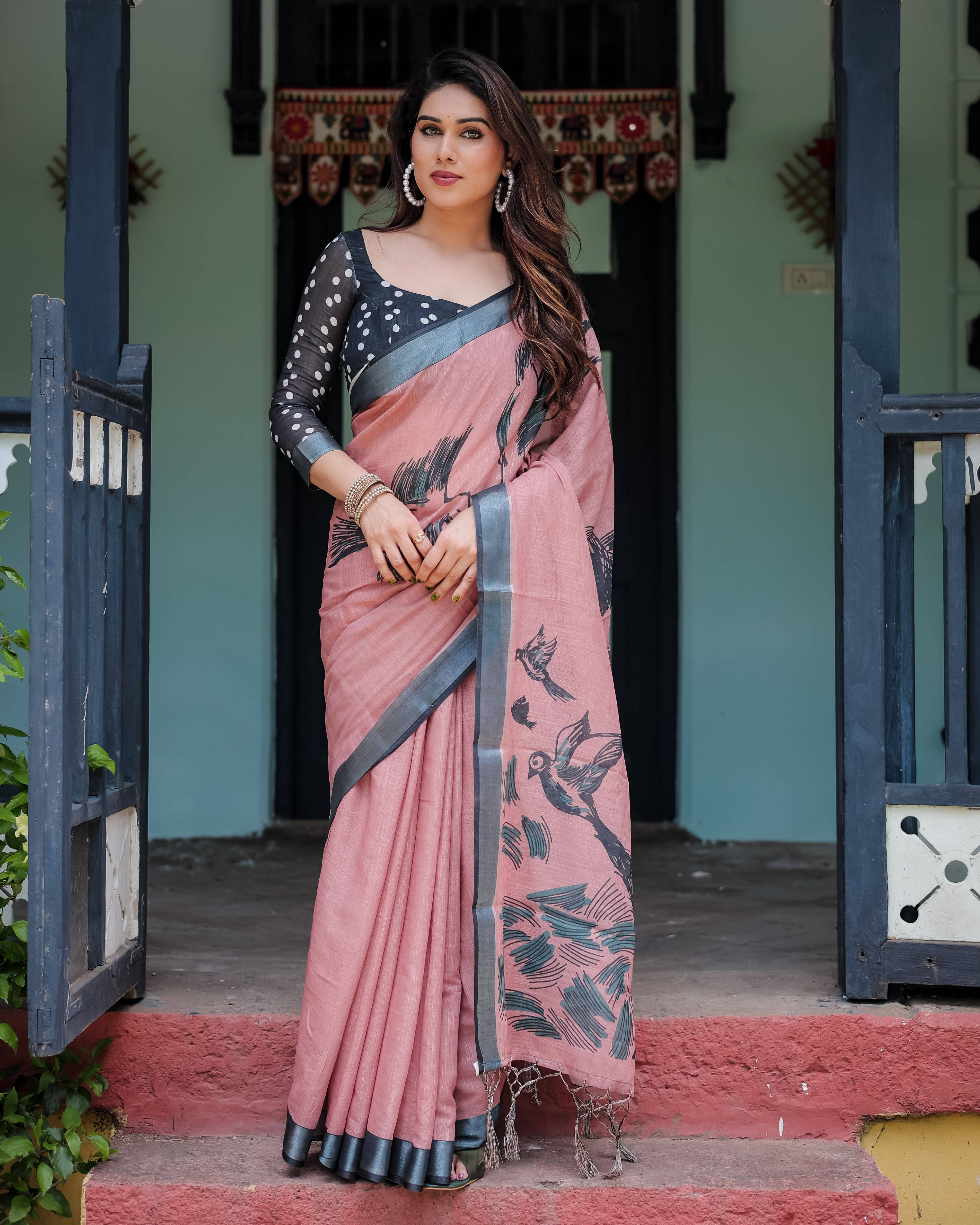 Bansari Textile Cotton Printed Regular Saree With Unstitched Blouse Piece ( Pink ) Bansari Textile Cotton Printed Regular Saree With Unstitched Blouse Piece ( Pink )