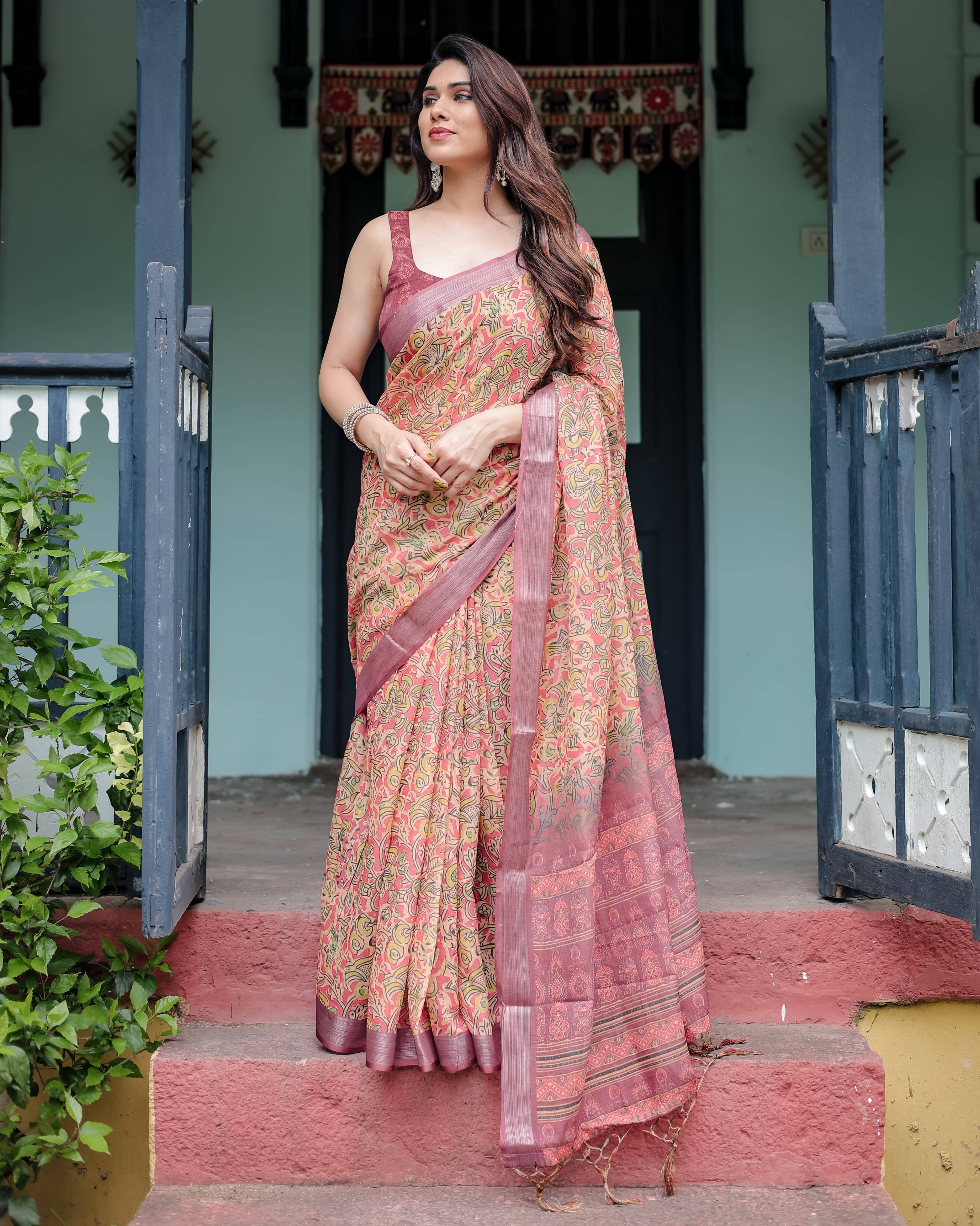 Bansari Textile Cotton Printed Regular Saree With Unstitched Blouse Piece ( Beige ) Bansari Textile Cotton Printed Regular Saree With Unstitched Blouse Piece ( Beige )