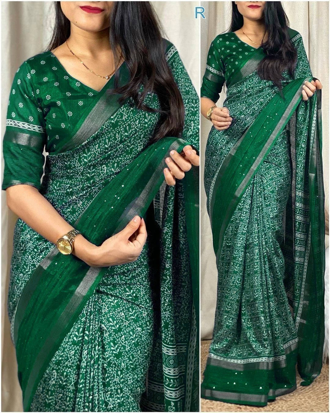 Bansari Textile Cotton Self Design Regular Saree With Unstitched Blouse Piece ( Green ) Bansari Textile Cotton Self Design Regular Saree With Unstitched Blouse Piece ( Green )