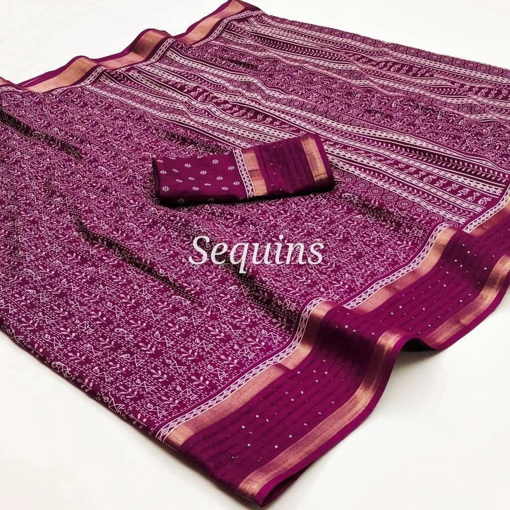     			Bansari Textile Cotton Self Design Regular Saree With Unstitched Blouse Piece ( Purple )
