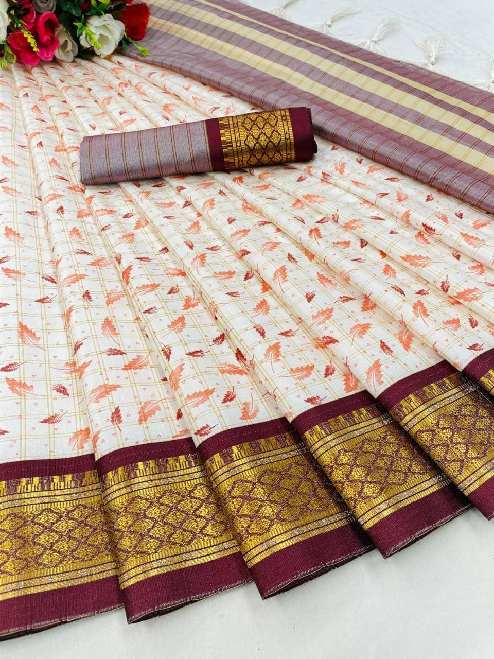 Bansari Textile Cotton Silk Applique Chettinad Saree With Unstitched Blouse Piece ( Maroon ) Bansari Textile Cotton Silk Applique Chettinad Saree With Unstitched Blouse Piece ( Maroon )