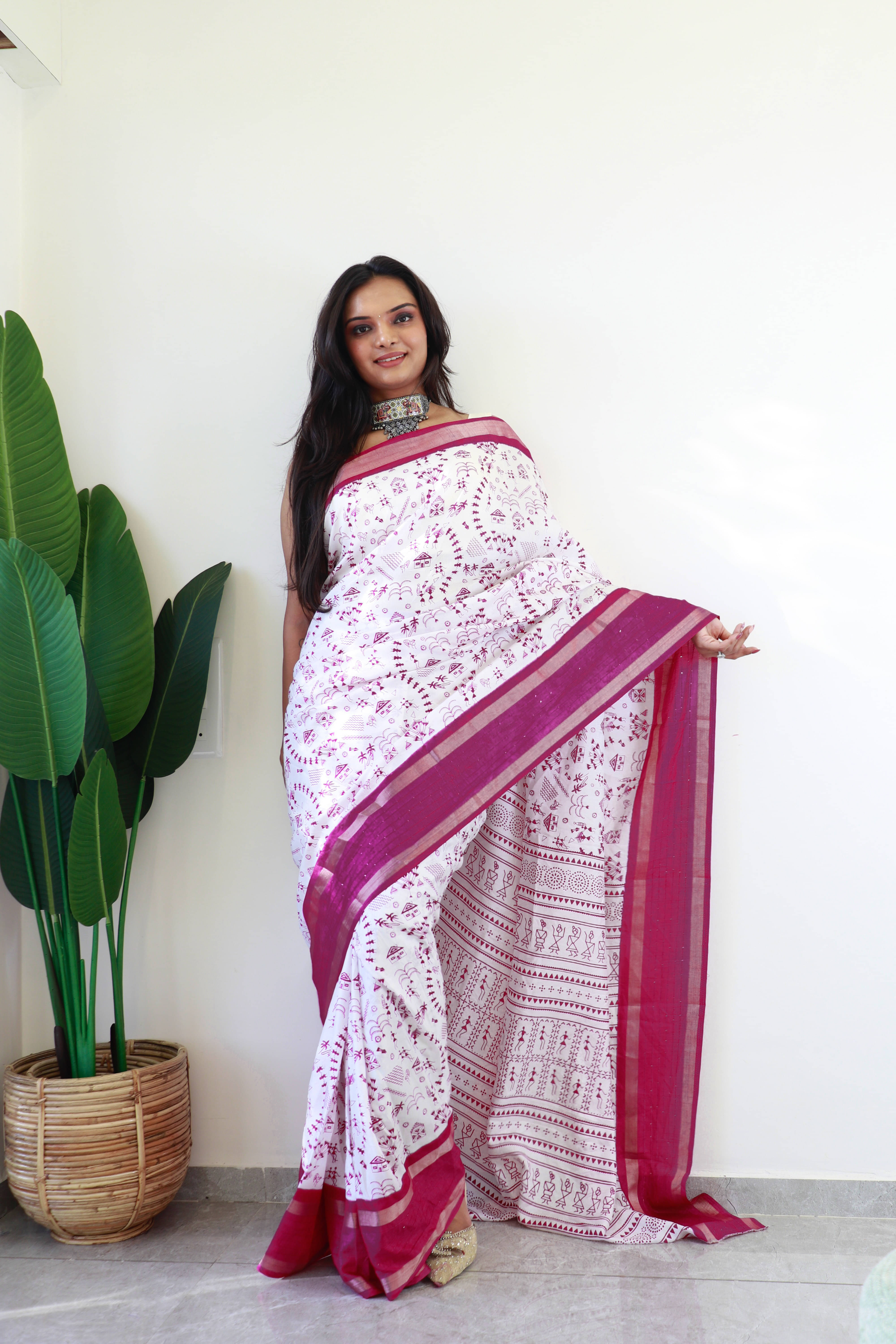    			Bansari Textile Cotton Silk Self Design Regular Saree With Unstitched Blouse Piece ( Purple )
