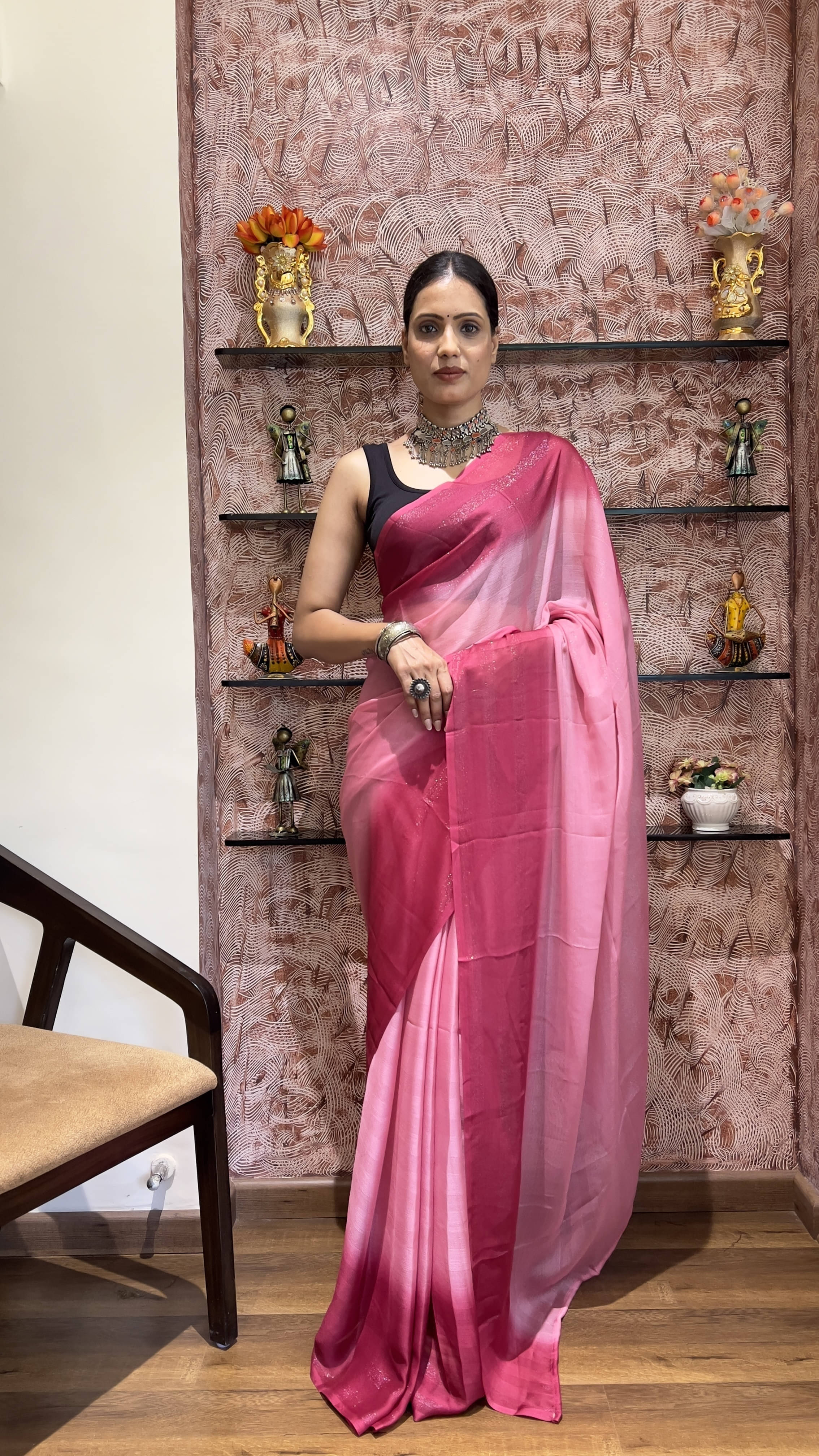     			Bansari Textile Cotton Silk Self Design Regular Saree With Unstitched Blouse Piece ( Pink )