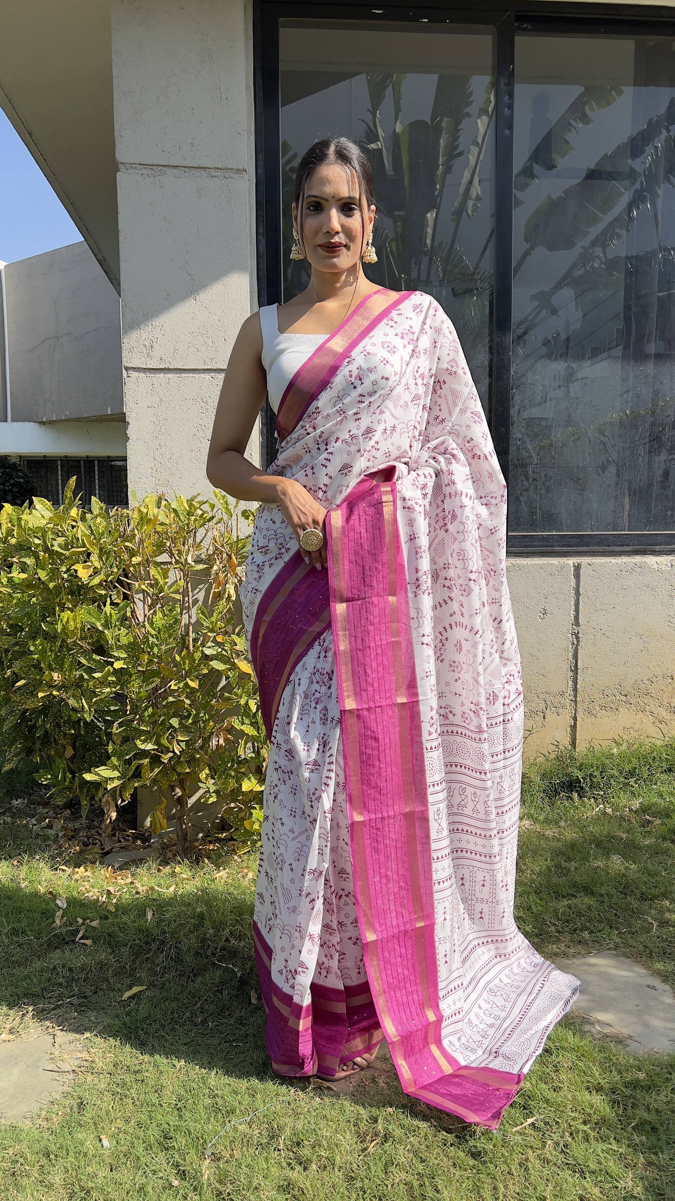     			Bansari Textile Cotton Silk Self Design Regular Saree With Unstitched Blouse Piece ( Pink )