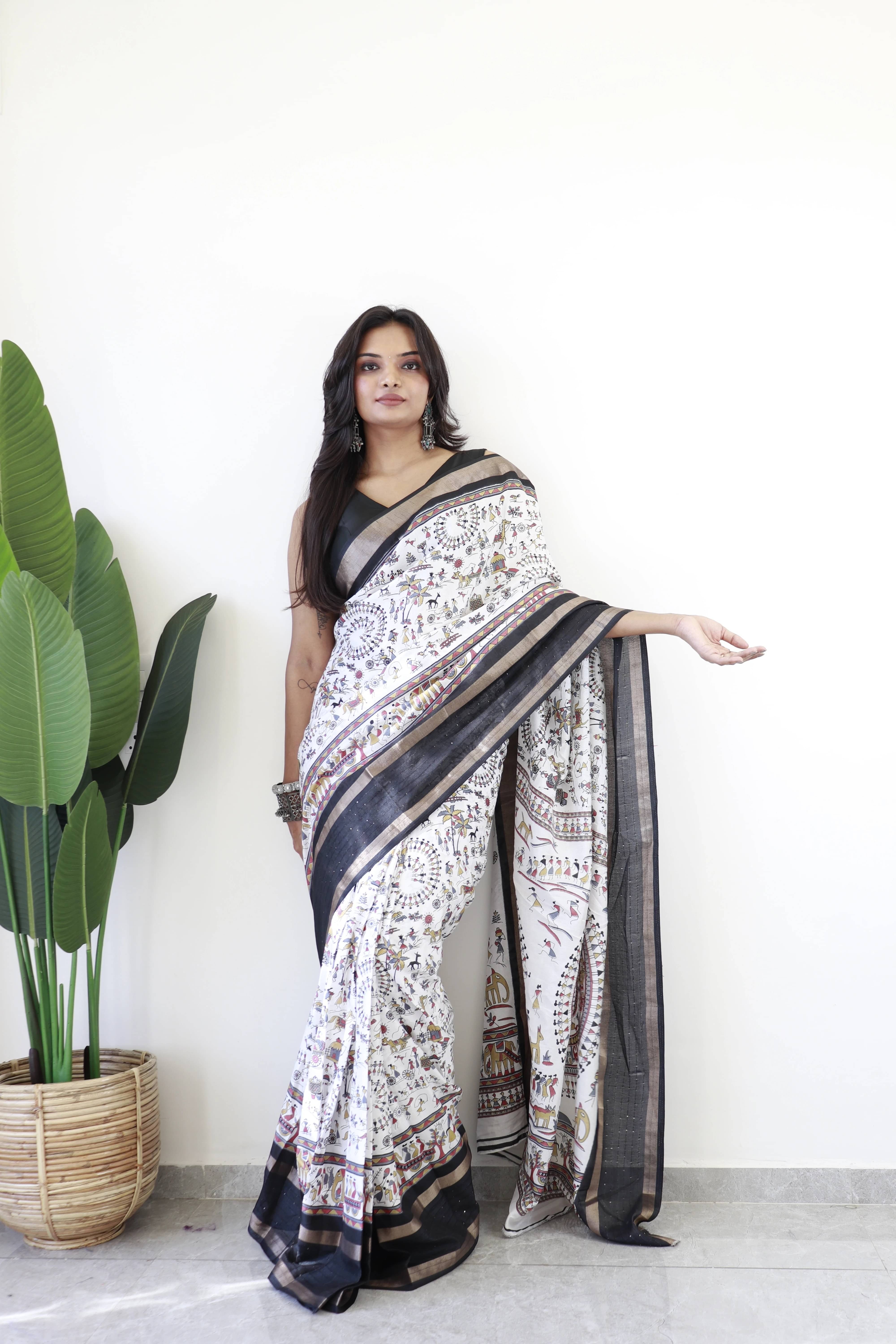 Bansari Textile Cotton Silk Self Design Regular Saree With Unstitched Blouse Piece ( Black )     			Bansari Textile Cotton Silk Self Design Regular Saree With Unstitched Blouse Piece ( Black )