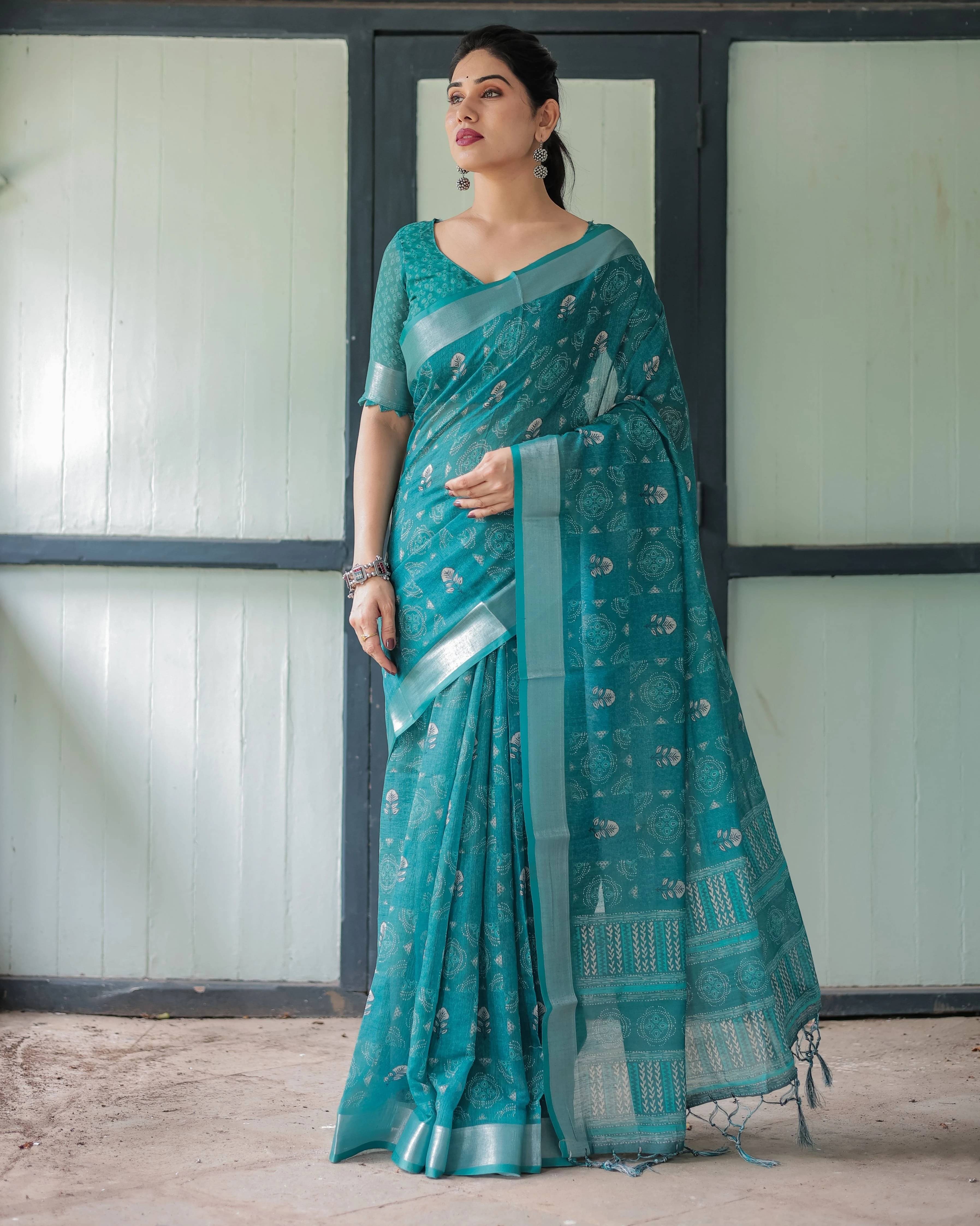 Bansari Textile Cotton Woven Regular Saree With Unstitched Blouse Piece ( Blue )     			Bansari Textile Cotton Woven Regular Saree With Unstitched Blouse Piece ( Blue )