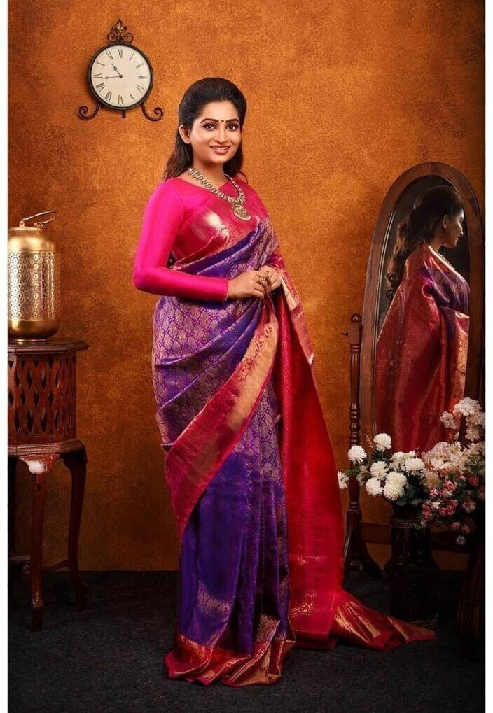     			Bansari Textile Cotton Woven Regular Saree With Unstitched Blouse Piece ( Purple )