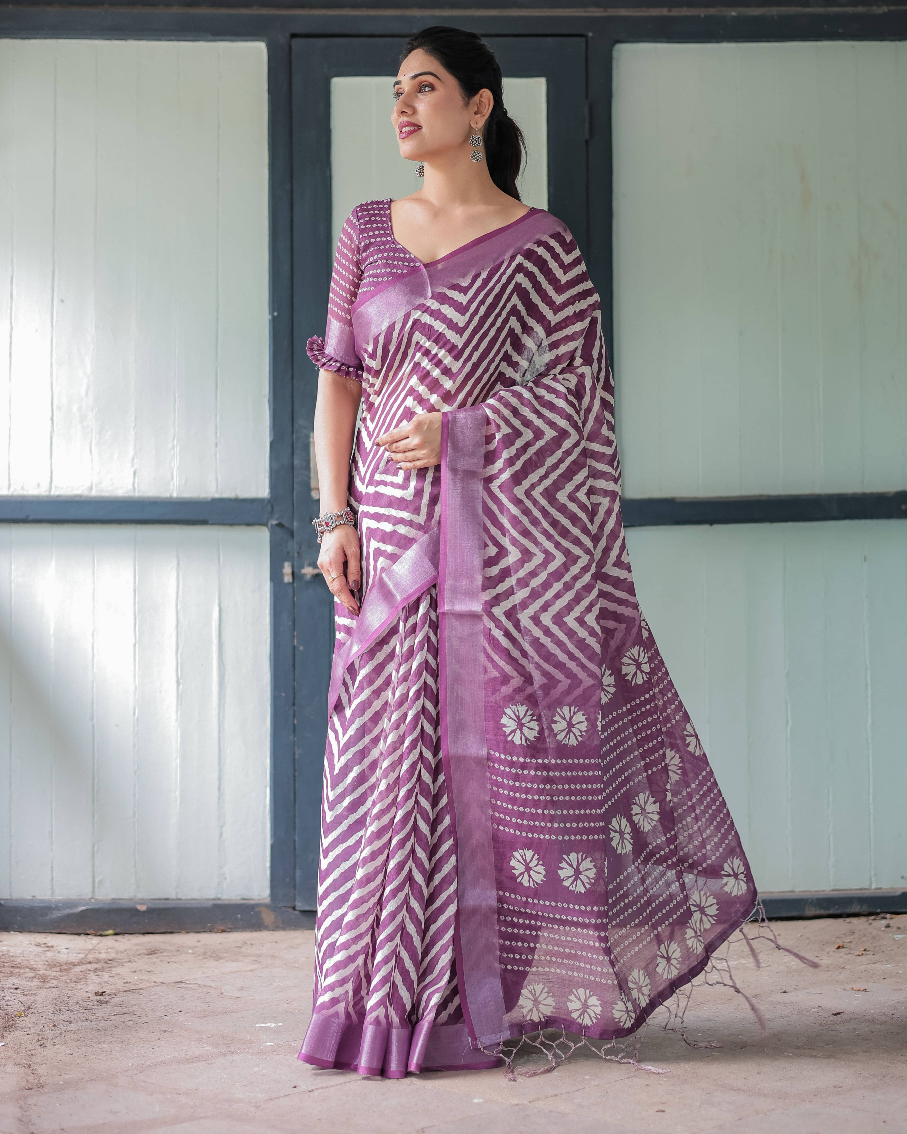 Bansari Textile Cotton Woven Regular Saree With Unstitched Blouse Piece ( Purple ) Bansari Textile Cotton Woven Regular Saree With Unstitched Blouse Piece ( Purple )