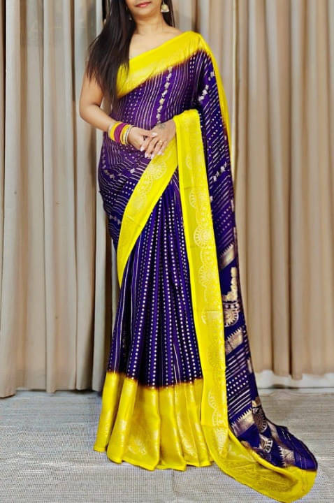 Bansari Textile Georgette Embellished Banarasi saree With Unstitched Blouse Piece ( Purple ) Bansari Textile Georgette Embellished Banarasi saree With Unstitched Blouse Piece ( Purple )