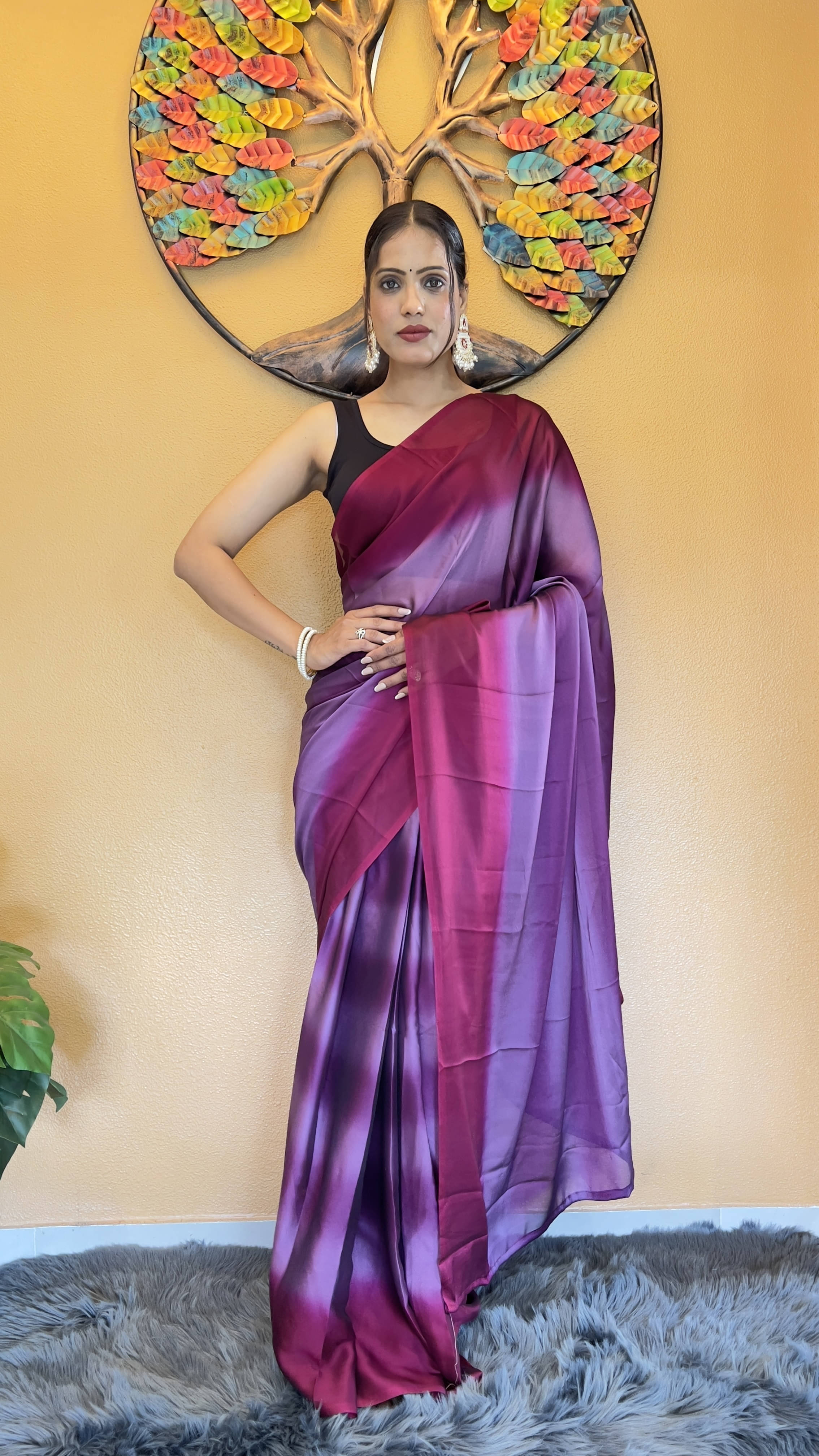     			Bansari Textile Georgette Printed Regular Saree With Unstitched Blouse Piece ( Purple )