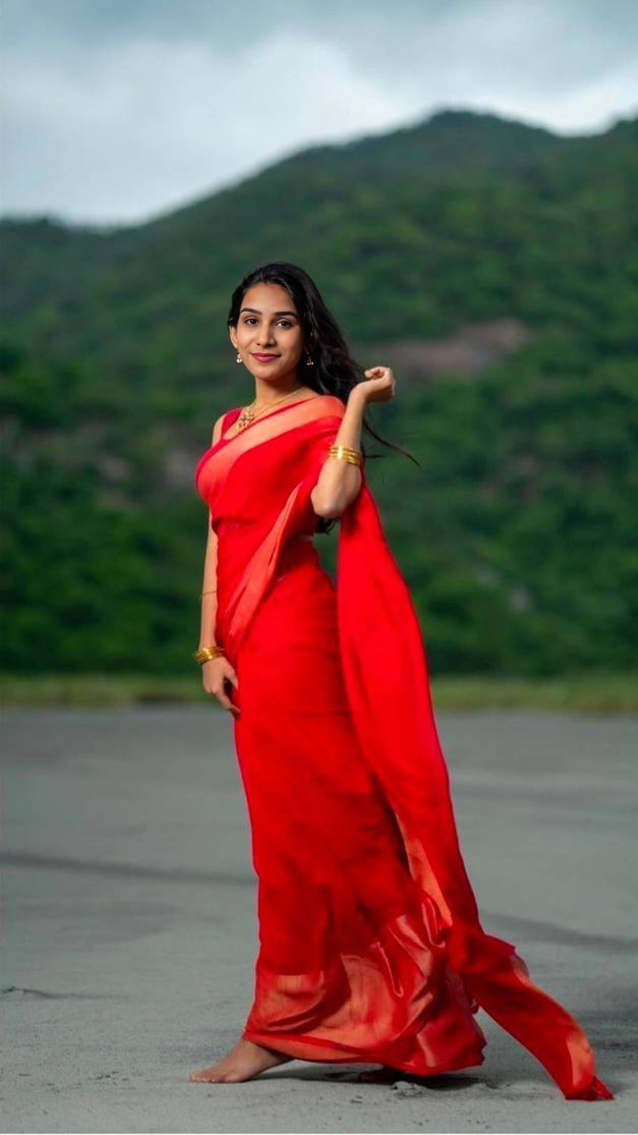     			Bansari Textile Georgette Printed Regular Saree With Stitched Blouse ( Red )