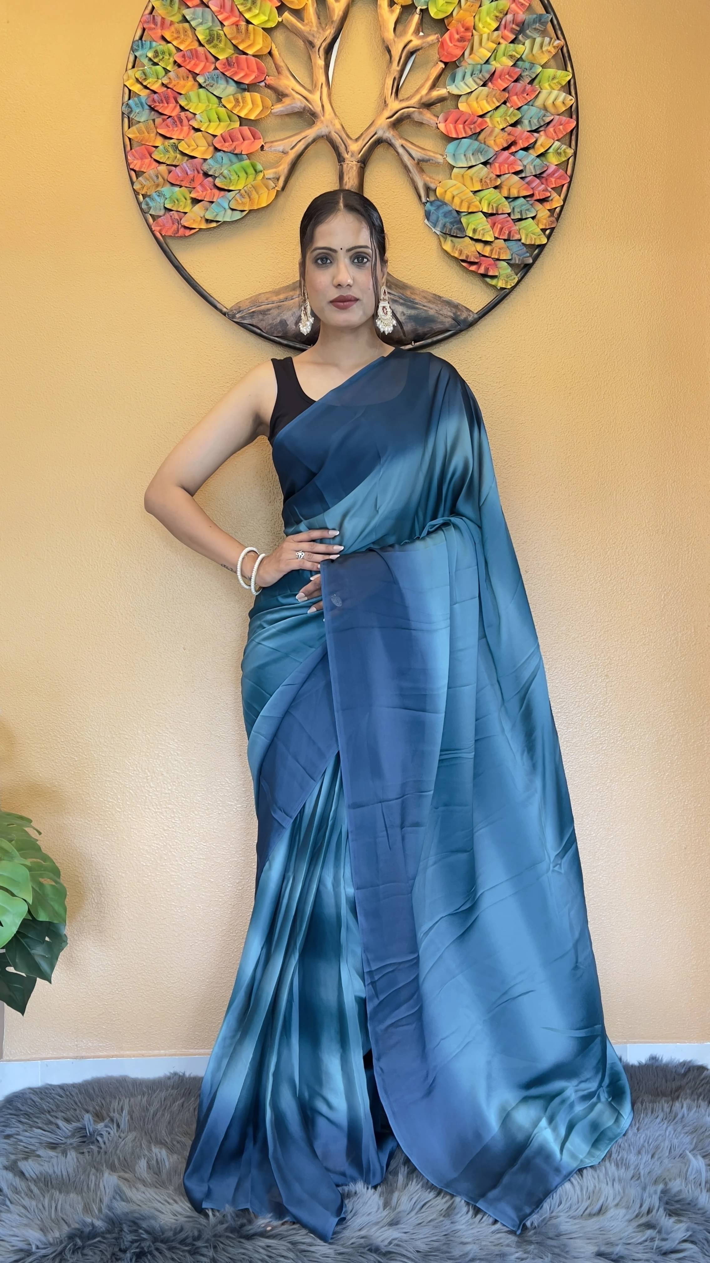     			Bansari Textile Georgette Printed Regular Saree With Unstitched Blouse Piece ( Light Blue )