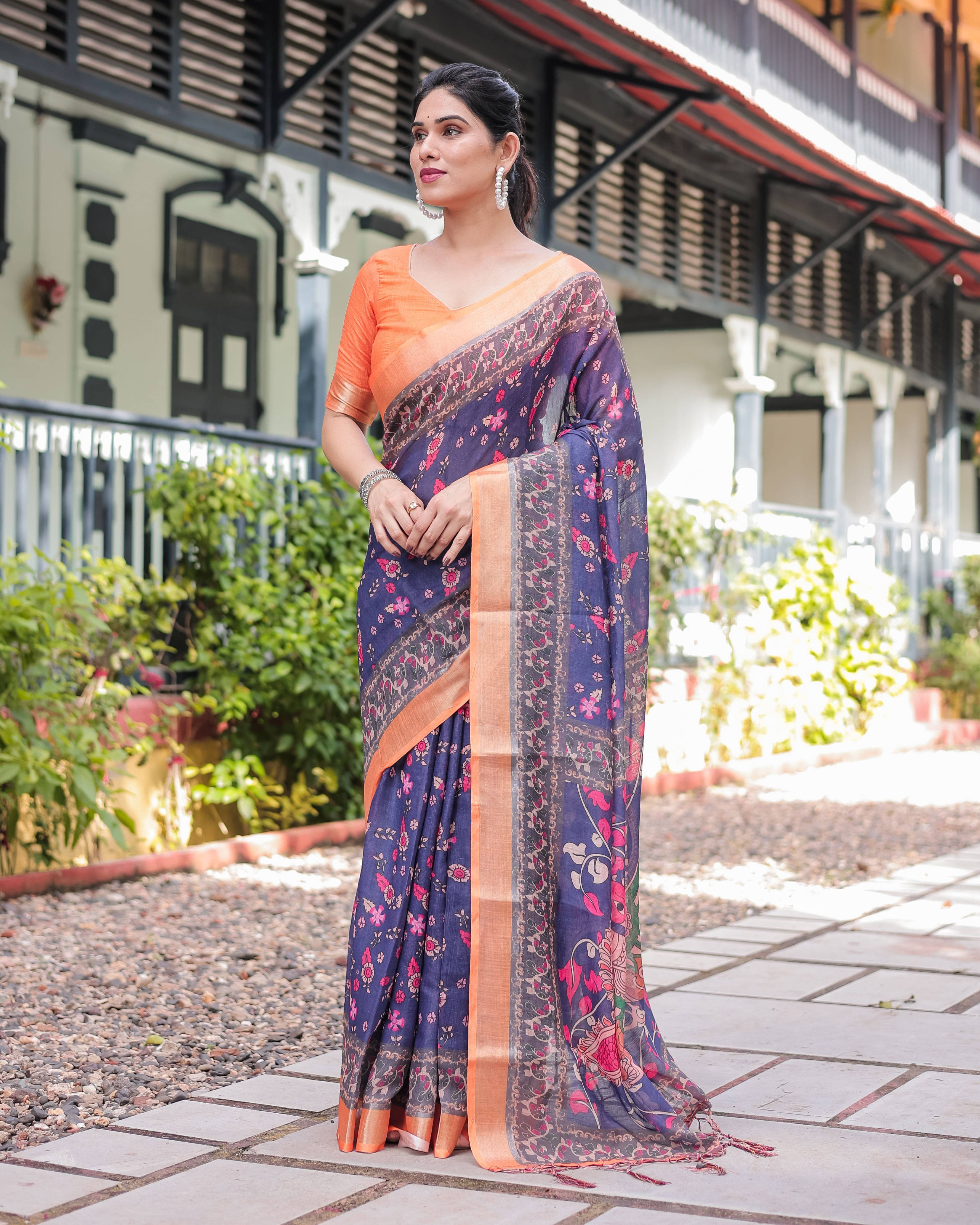 Bansari Textile Jacquard Embroidered Banarasi saree With Unstitched Blouse Piece ( Blue )     			Bansari Textile Jacquard Embroidered Banarasi saree With Unstitched Blouse Piece ( Blue )