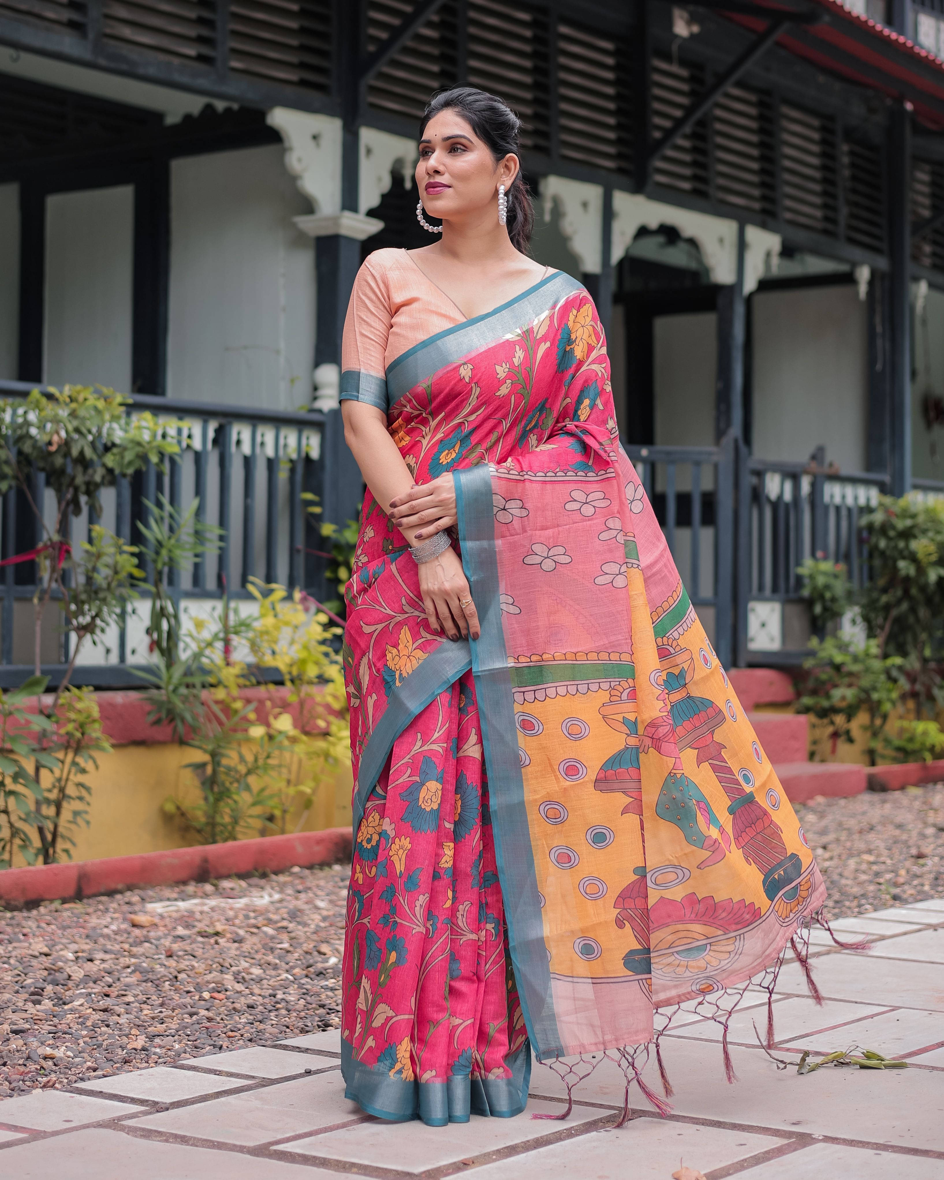 Bansari Textile Jacquard Embroidered Banarasi saree With Unstitched Blouse Piece ( Pink ) Bansari Textile Jacquard Embroidered Banarasi saree With Unstitched Blouse Piece ( Pink )