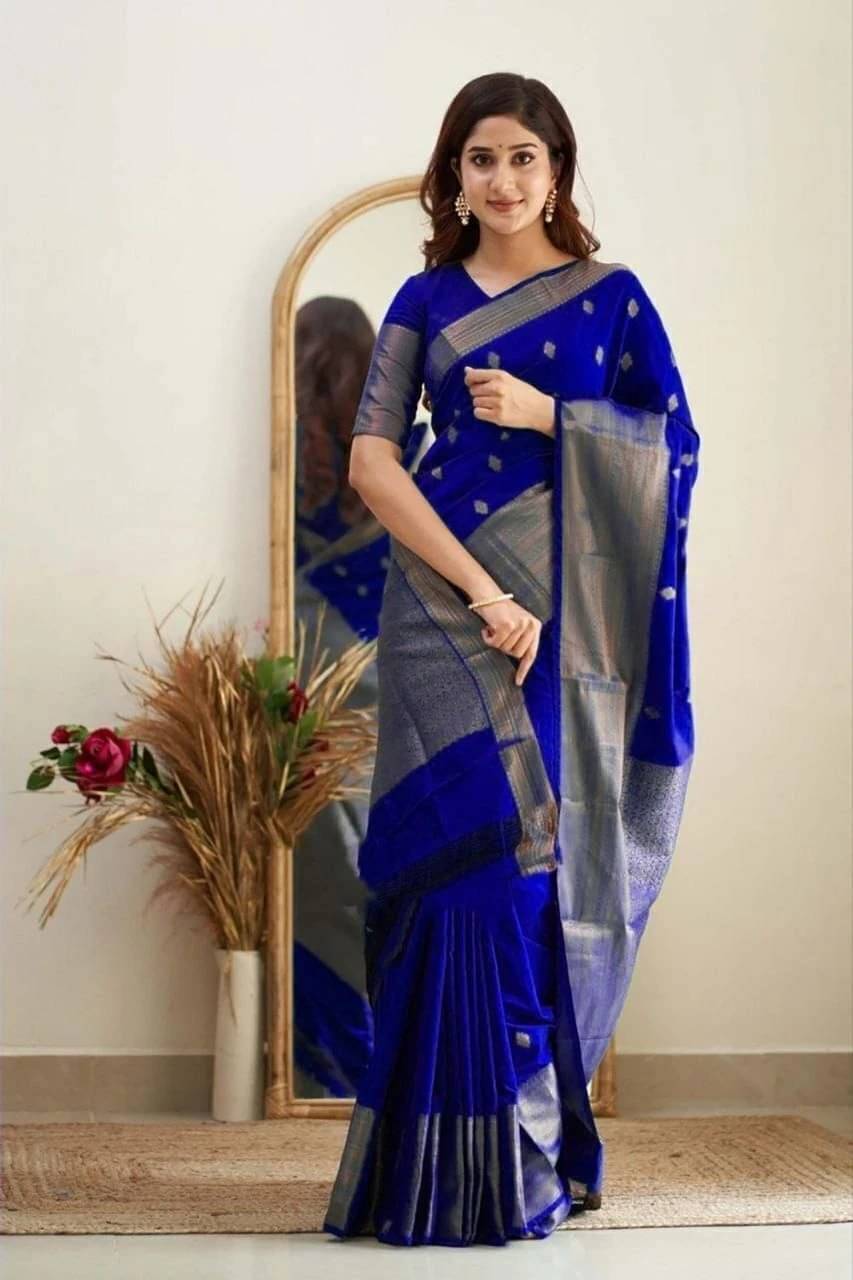 Bansari Textile Jacquard Embroidered Regular Saree With Unstitched Blouse Piece ( Blue ) Bansari Textile Jacquard Embroidered Regular Saree With Unstitched Blouse Piece ( Blue )