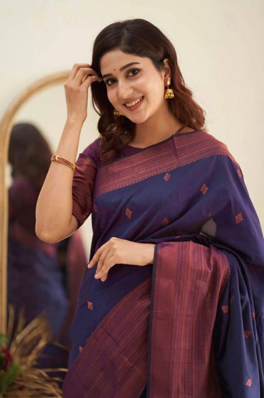 Bansari Textile Jacquard Embroidered Regular Saree With Unstitched Blouse Piece ( Blue ) Bansari Textile Jacquard Embroidered Regular Saree With Unstitched Blouse Piece ( Blue )