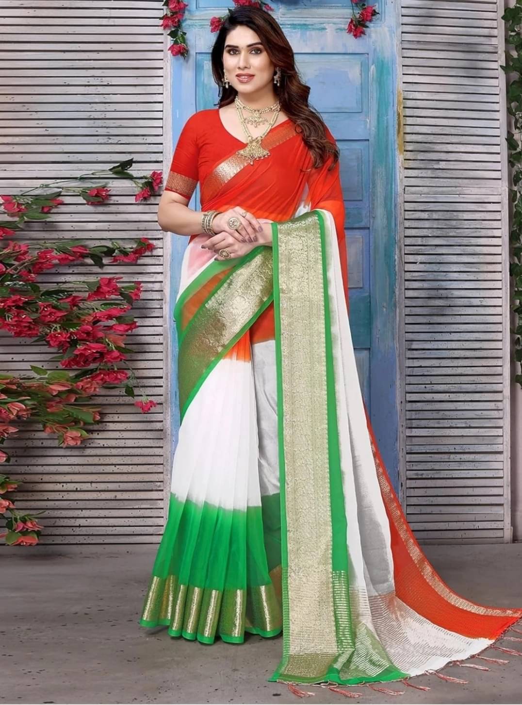 Bansari Textile Jacquard Printed Banarasi saree With Unstitched Blouse Piece ( Multicolor ) Bansari Textile Jacquard Printed Banarasi saree With Unstitched Blouse Piece ( Multicolor )
