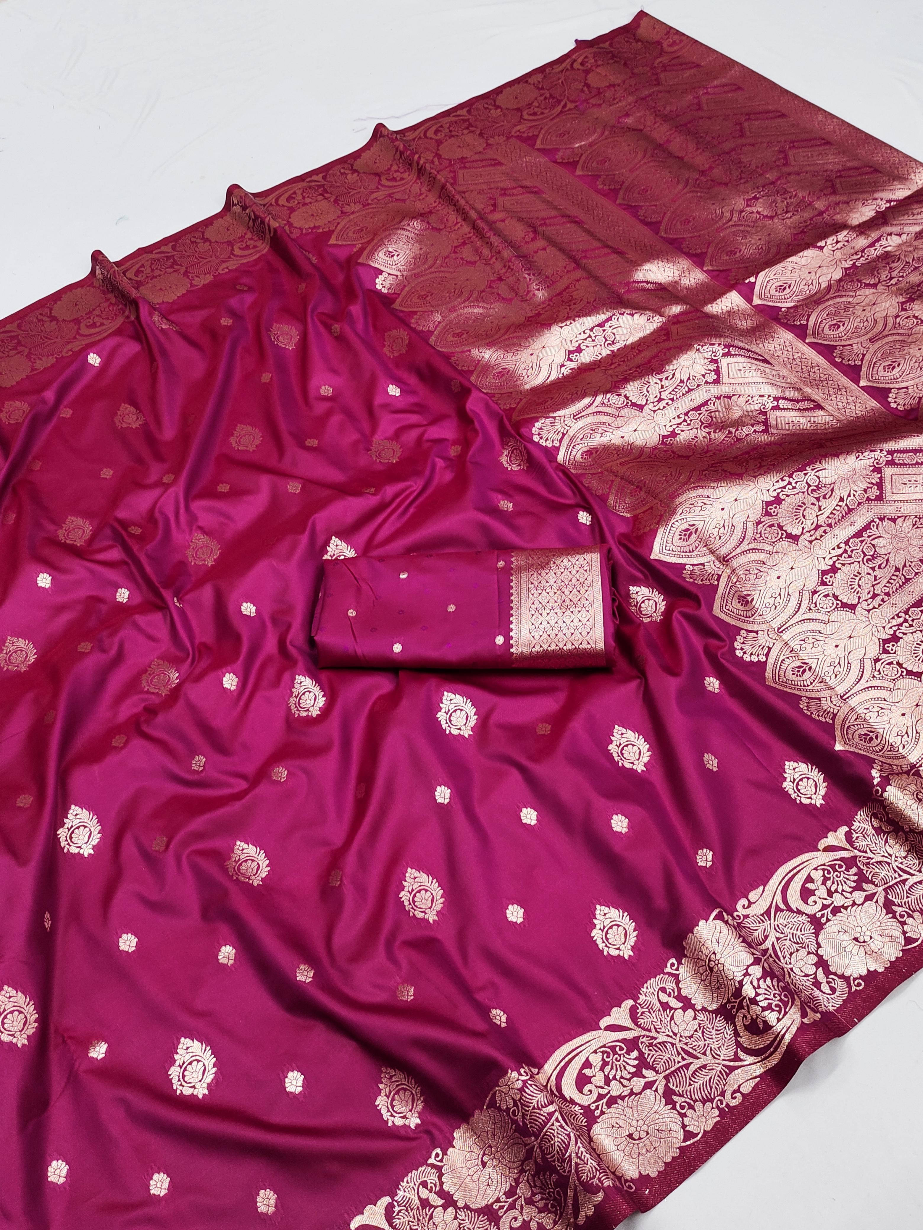 Bansari Textile Jacquard Printed Banarasi saree With Unstitched Blouse Piece ( Pink ) Bansari Textile Jacquard Printed Banarasi saree With Unstitched Blouse Piece ( Pink )
