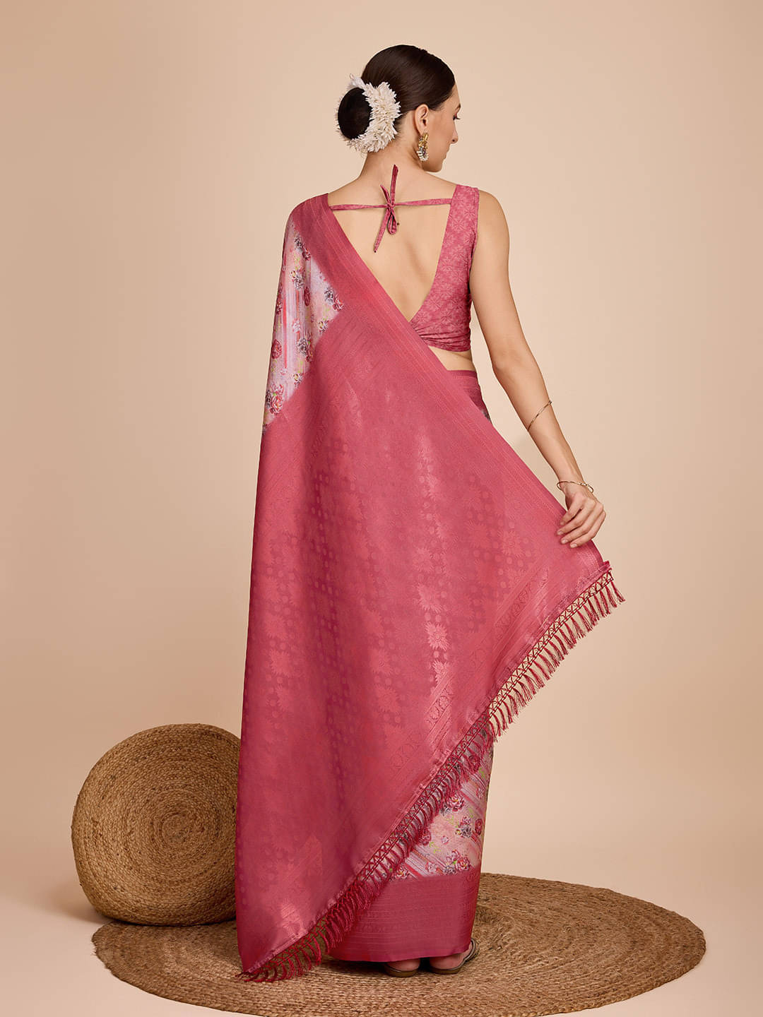 Bansari Textile Jacquard Printed Banarasi saree With Unstitched Blouse Piece ( Pink ) Bansari Textile Jacquard Printed Banarasi saree With Unstitched Blouse Piece ( Pink )