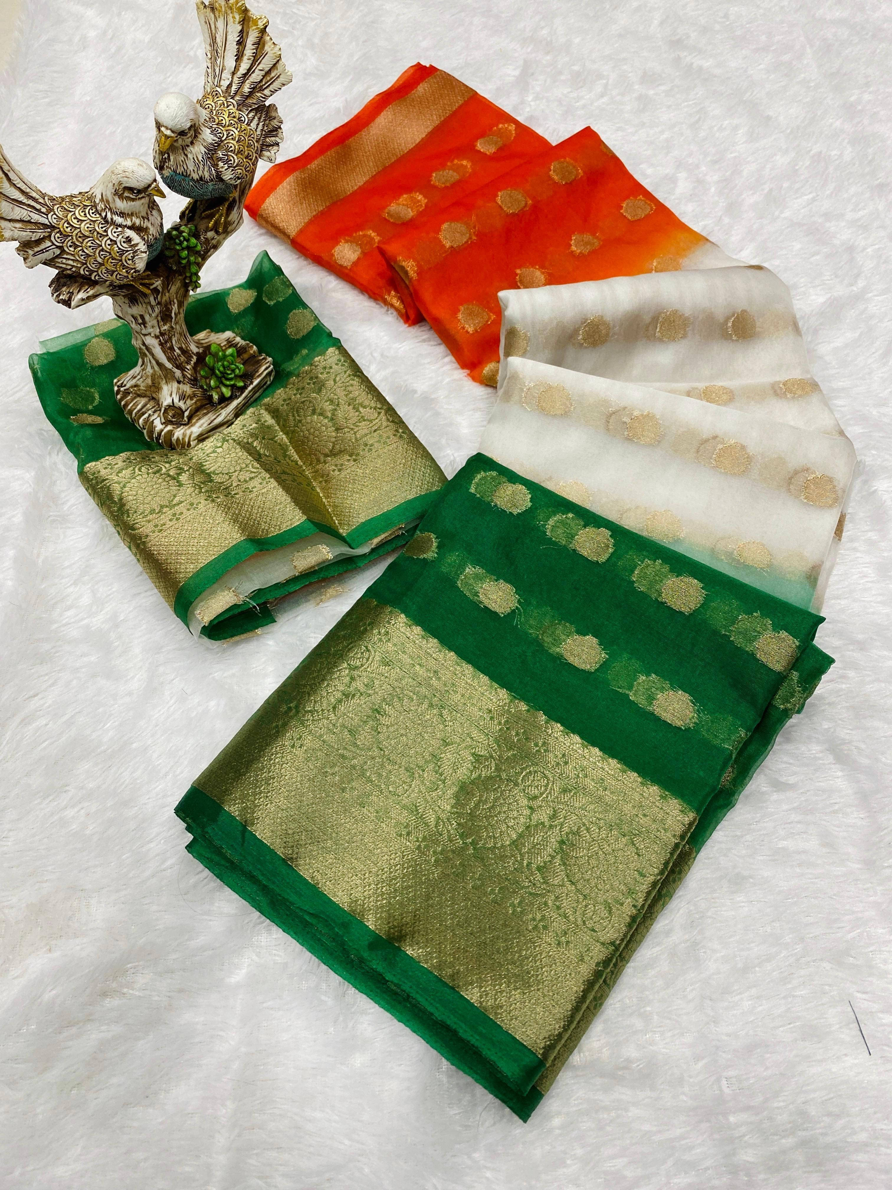 Bansari Textile Jacquard Printed Banarasi saree With Unstitched Blouse Piece ( Multicolor ) Bansari Textile Jacquard Printed Banarasi saree With Unstitched Blouse Piece ( Multicolor )