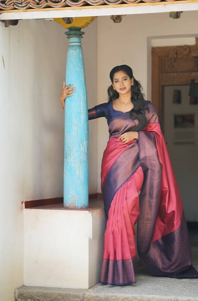     			Bansari Textile Jacquard Printed Regular Saree With Unstitched Blouse Piece ( Pink )