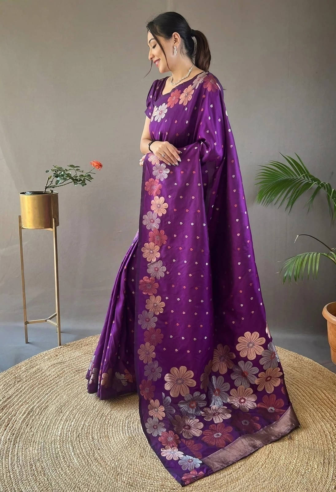 Bansari Textile Jacquard Printed Regular Saree With Unstitched Blouse Piece ( Blue ) Bansari Textile Jacquard Printed Regular Saree With Unstitched Blouse Piece ( Blue )