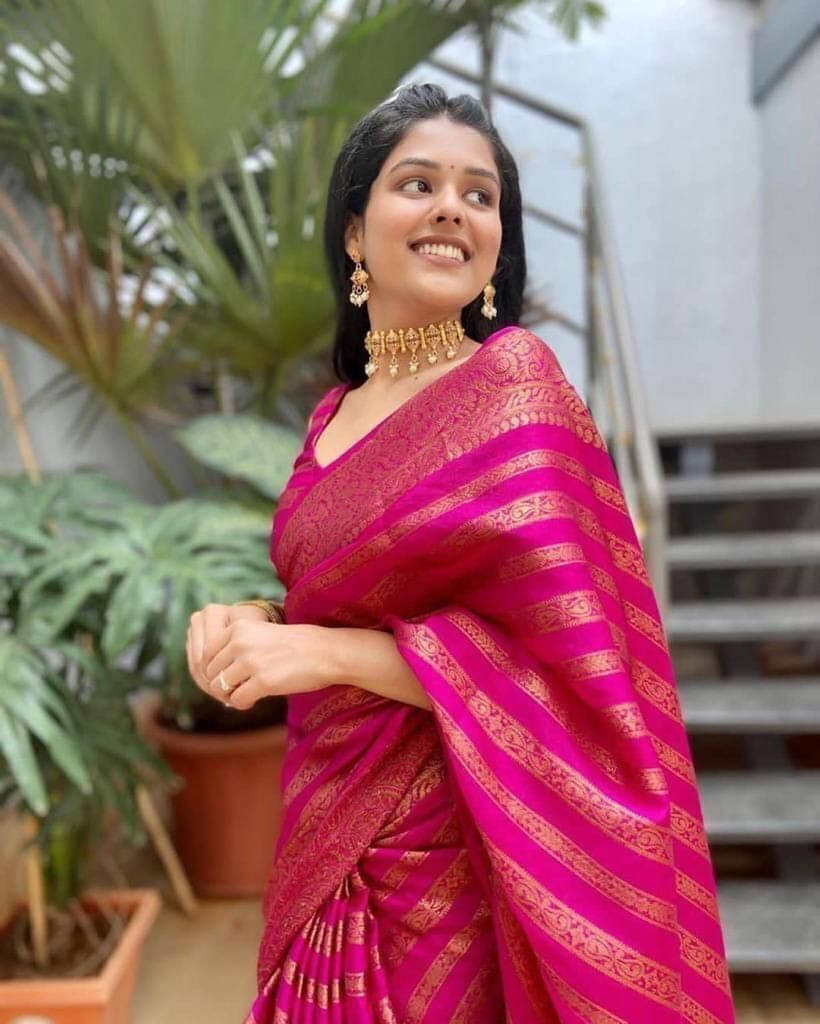 Bansari Textile Jacquard Printed Regular Saree With Unstitched Blouse Piece ( Pink )     			Bansari Textile Jacquard Printed Regular Saree With Unstitched Blouse Piece ( Pink )
