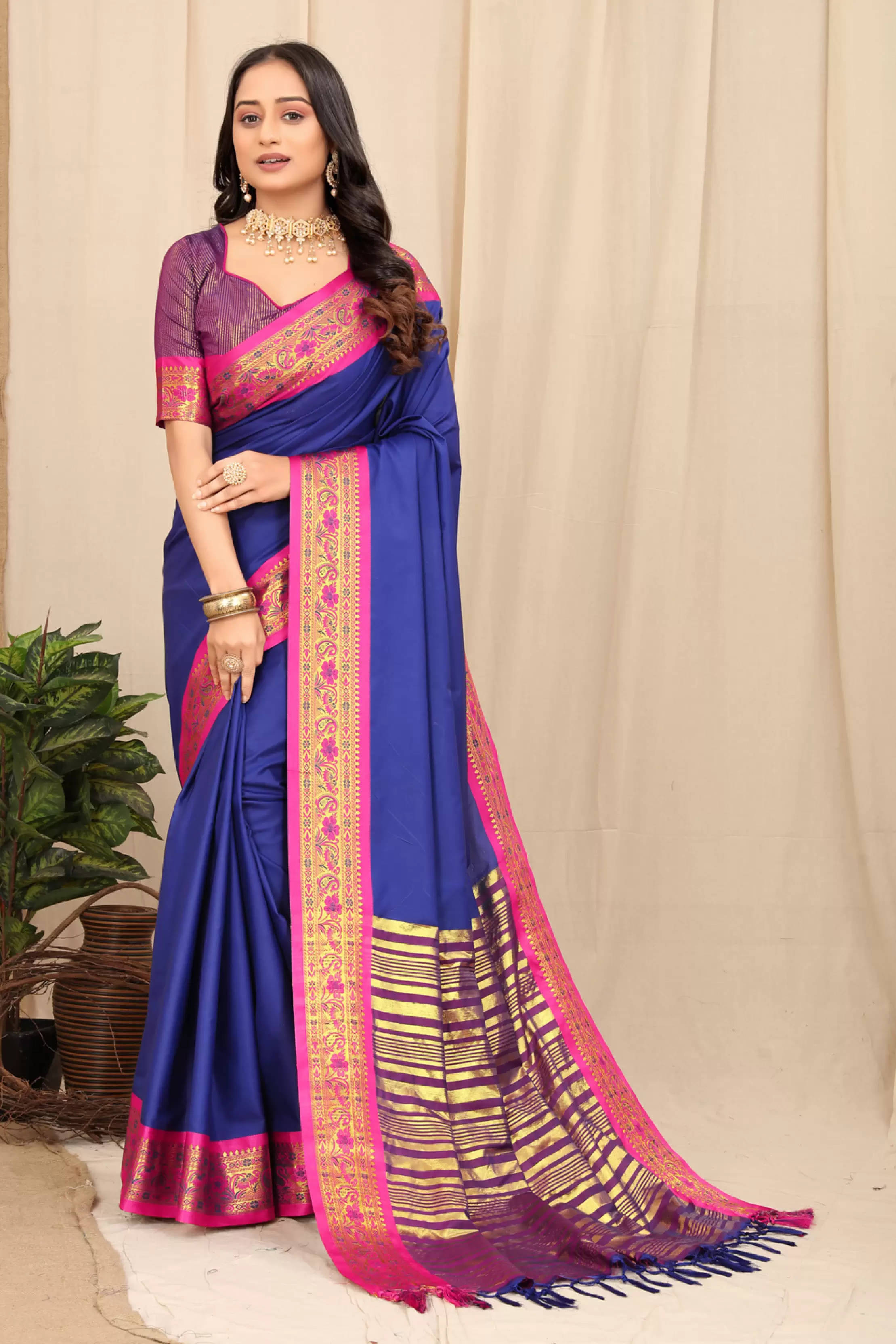 Bansari Textile Jacquard Self Design Banarasi saree With Unstitched Blouse Piece ( Blue )     			Bansari Textile Jacquard Self Design Banarasi saree With Unstitched Blouse Piece ( Blue )