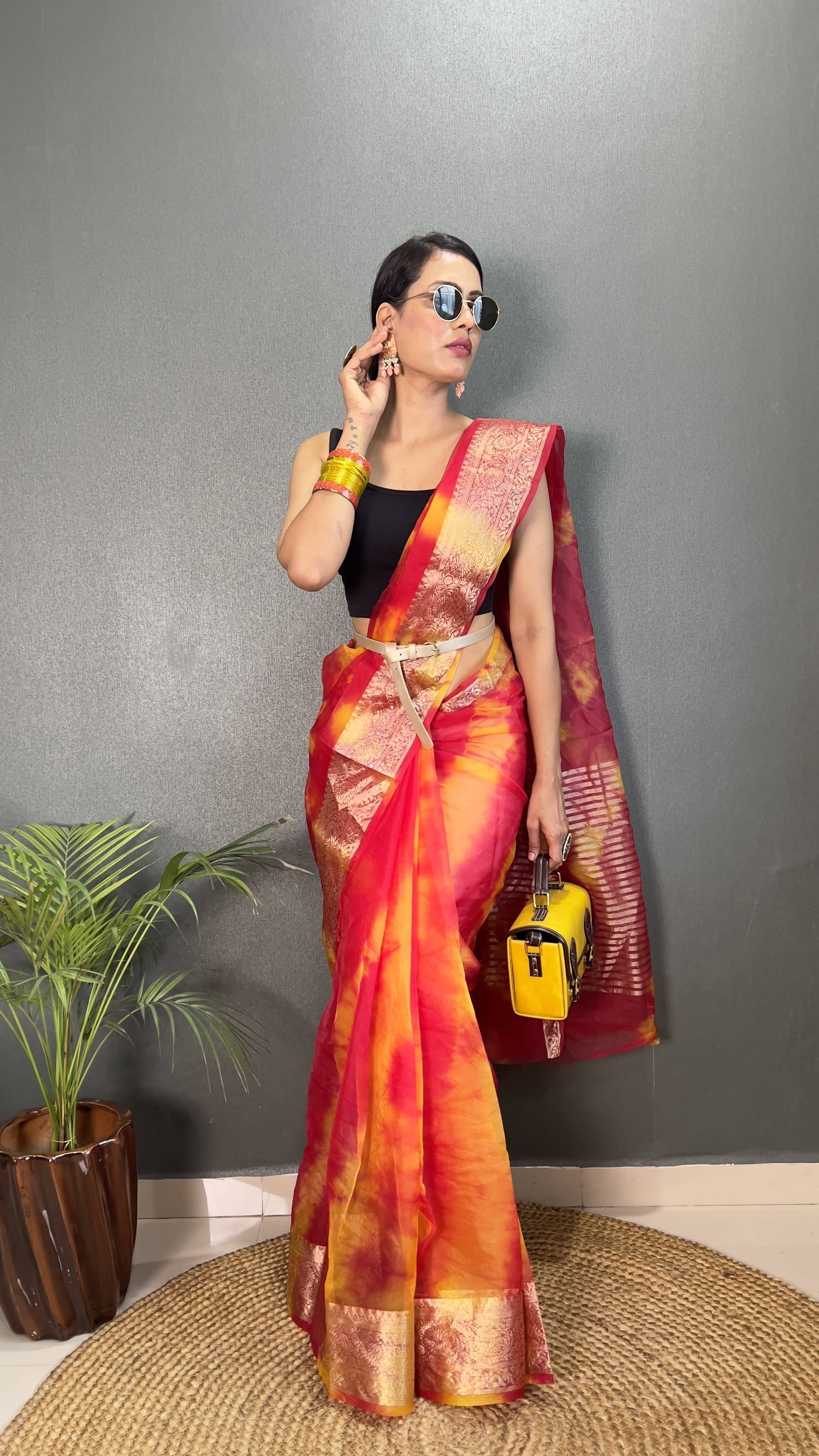 Bansari Textile Jacquard Self Design Regular Saree With Unstitched Blouse Piece ( Orange ) Bansari Textile Jacquard Self Design Regular Saree With Unstitched Blouse Piece ( Orange )