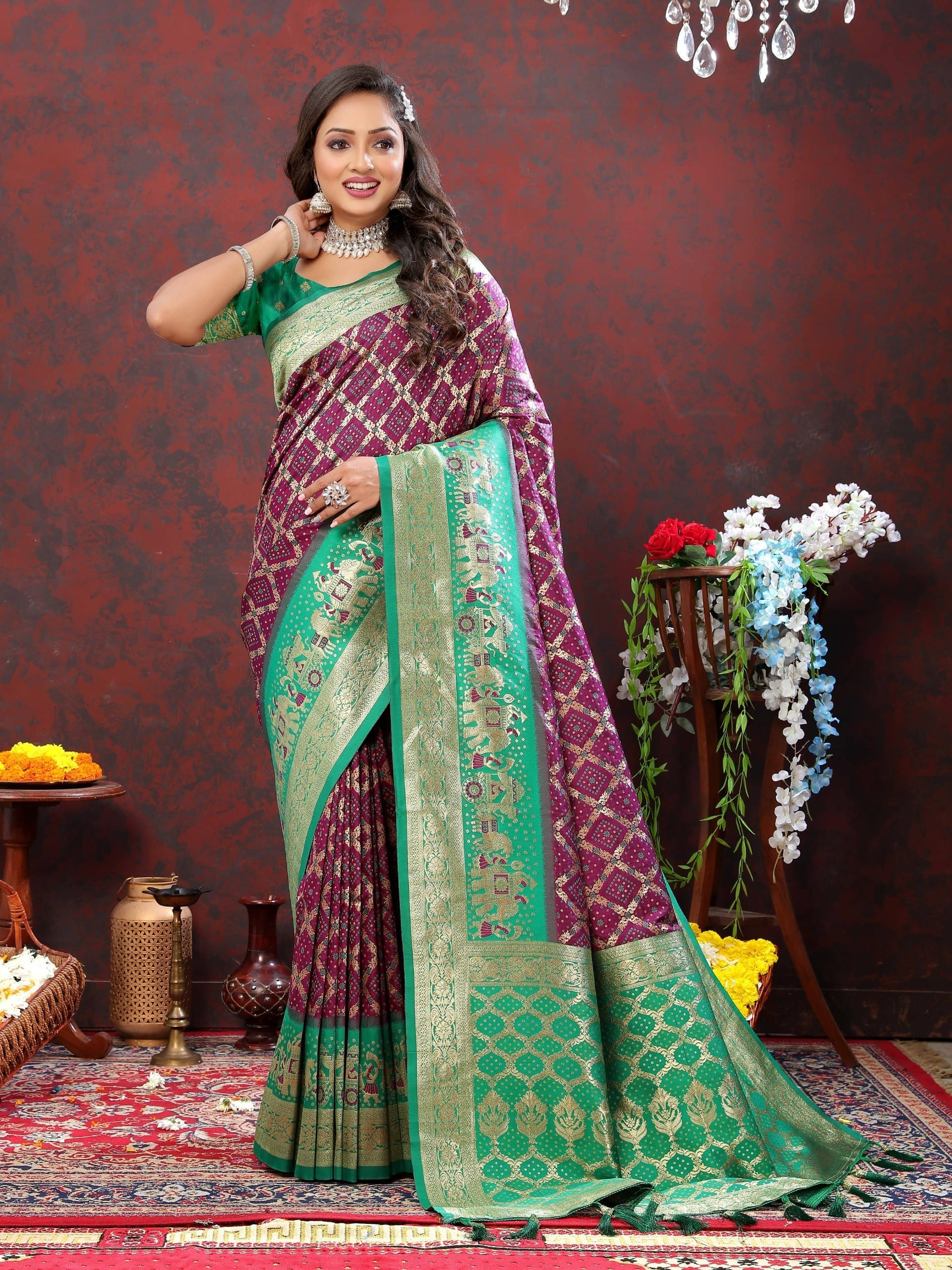 Bansari Textile Jacquard Self Design Paithani Sarees With Unstitched Blouse Piece ( Purple ) Bansari Textile Jacquard Self Design Paithani Sarees With Unstitched Blouse Piece ( Purple )