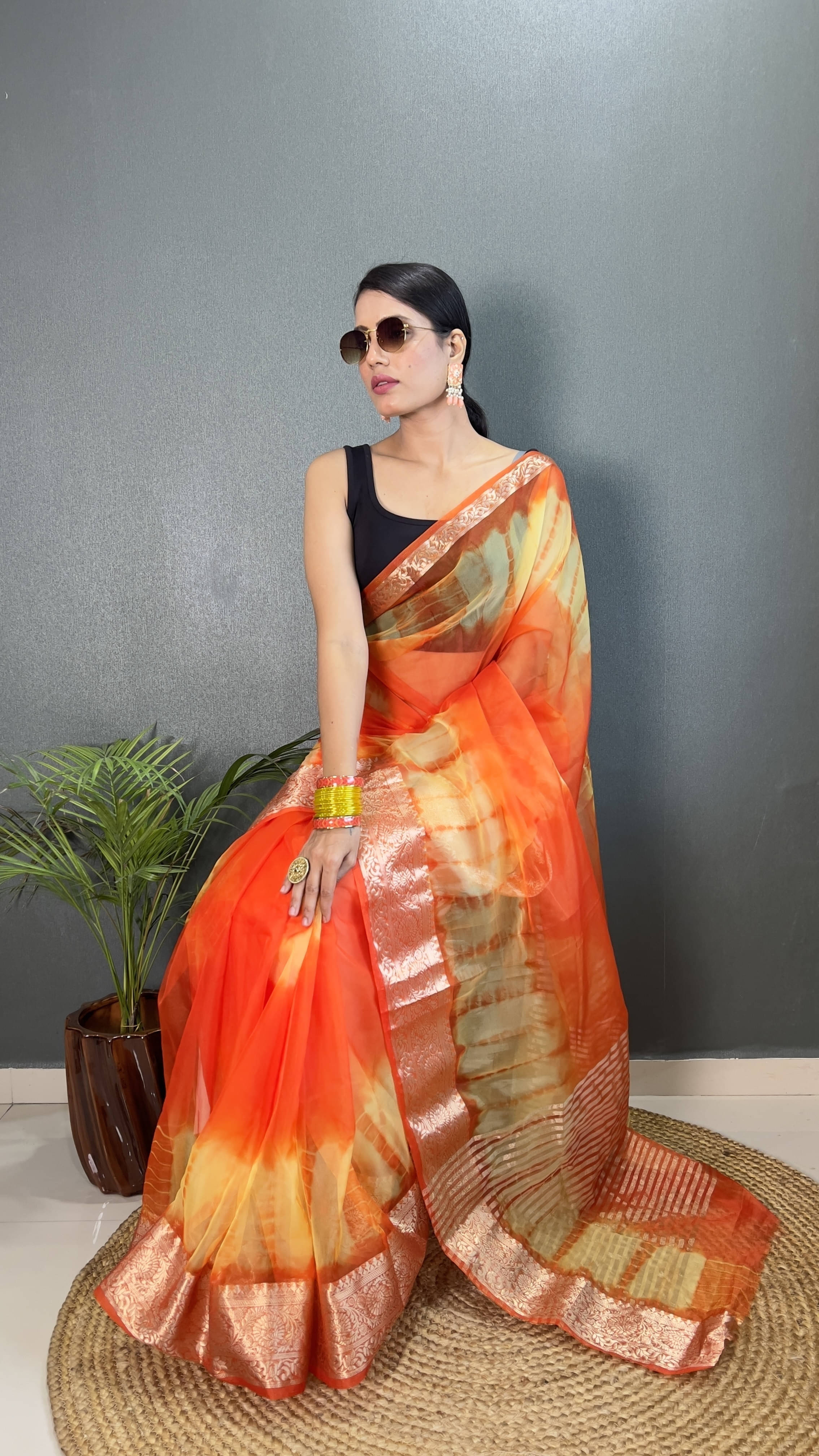 Bansari Textile Jacquard Self Design Regular Saree With Unstitched Blouse Piece ( Orange ) Bansari Textile Jacquard Self Design Regular Saree With Unstitched Blouse Piece ( Orange )