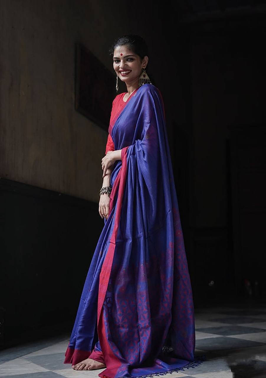     			Bansari Textile Jacquard Self Design Kanjeevaram Sarees With Unstitched Blouse Piece ( Blue )