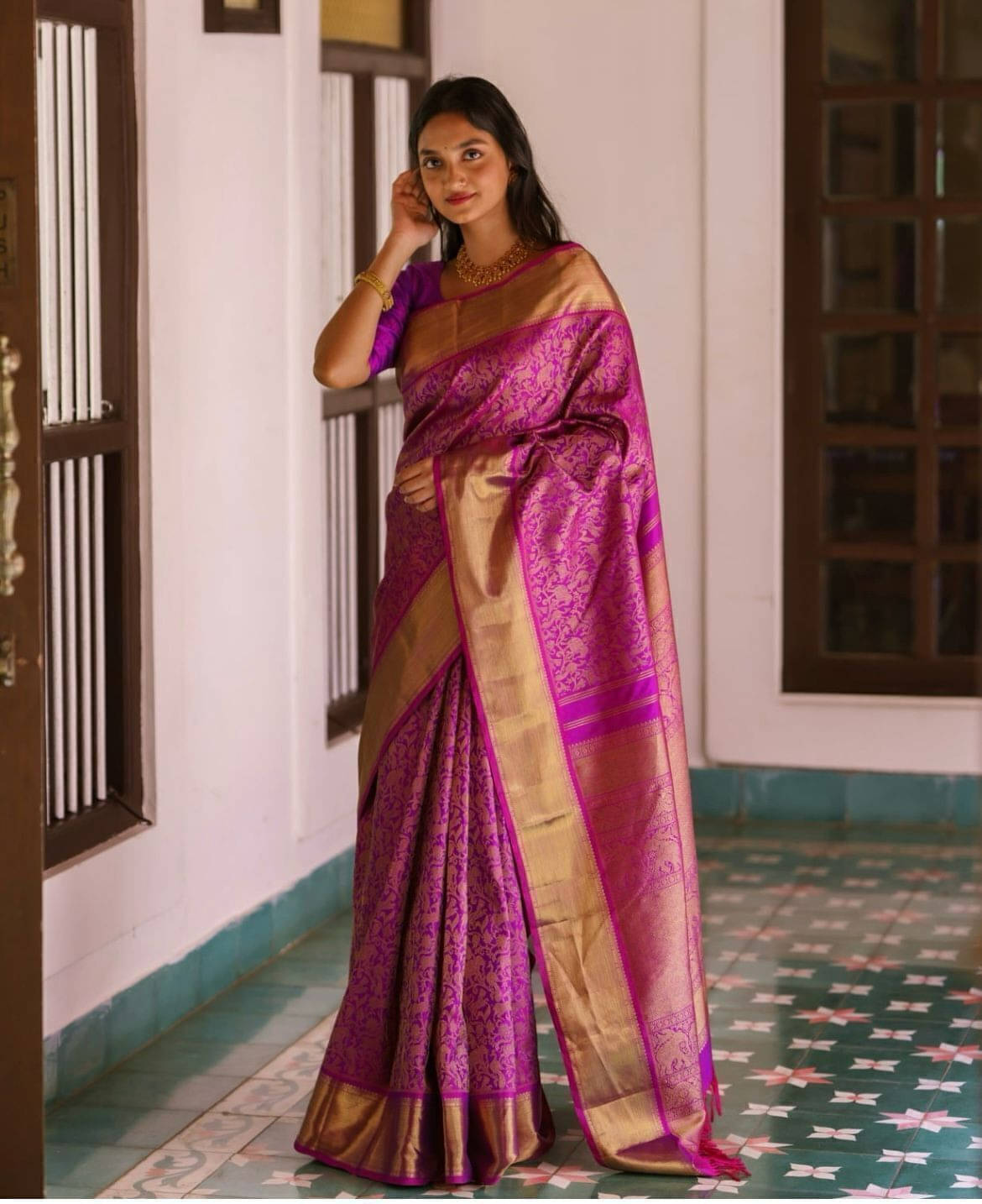 Bansari Textile Jacquard Self Design Kanjeevaram Sarees With Unstitched Blouse Piece ( Pink ) Bansari Textile Jacquard Self Design Kanjeevaram Sarees With Unstitched Blouse Piece ( Pink )