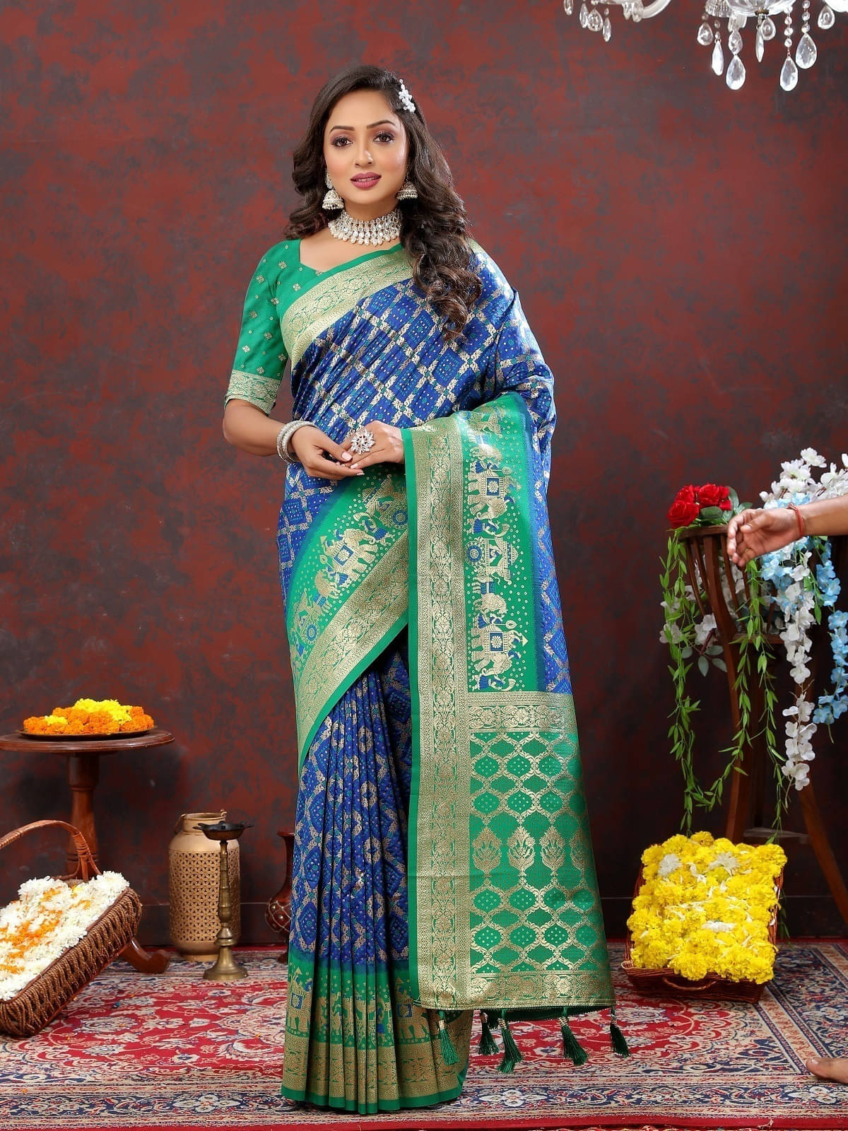 Bansari Textile Jacquard Self Design Paithani Sarees With Unstitched Blouse Piece ( Blue ) Bansari Textile Jacquard Self Design Paithani Sarees With Unstitched Blouse Piece ( Blue )